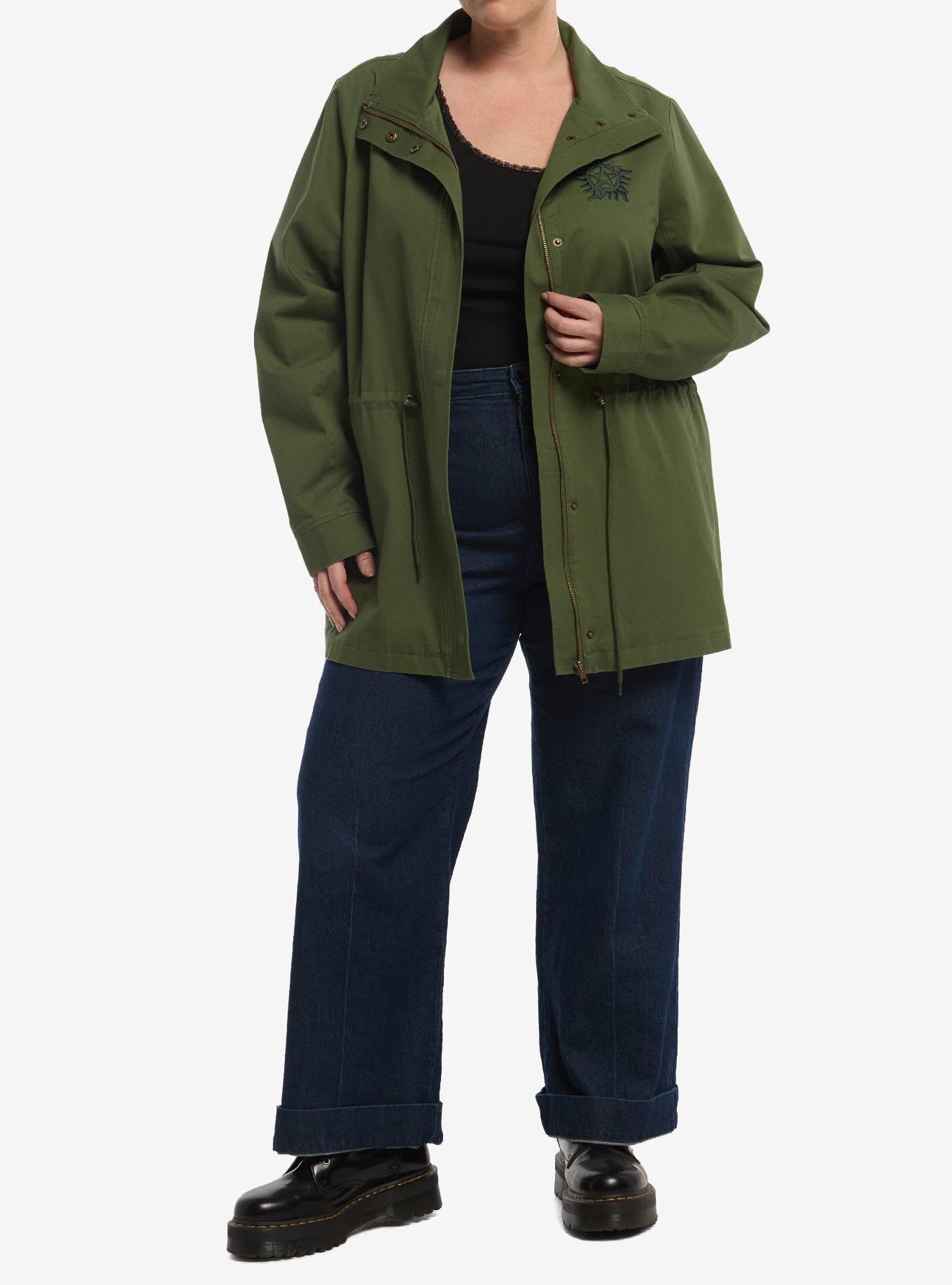 Supernatural Wings Girls Utility Jacket Plus Size, OLIVE, alternate