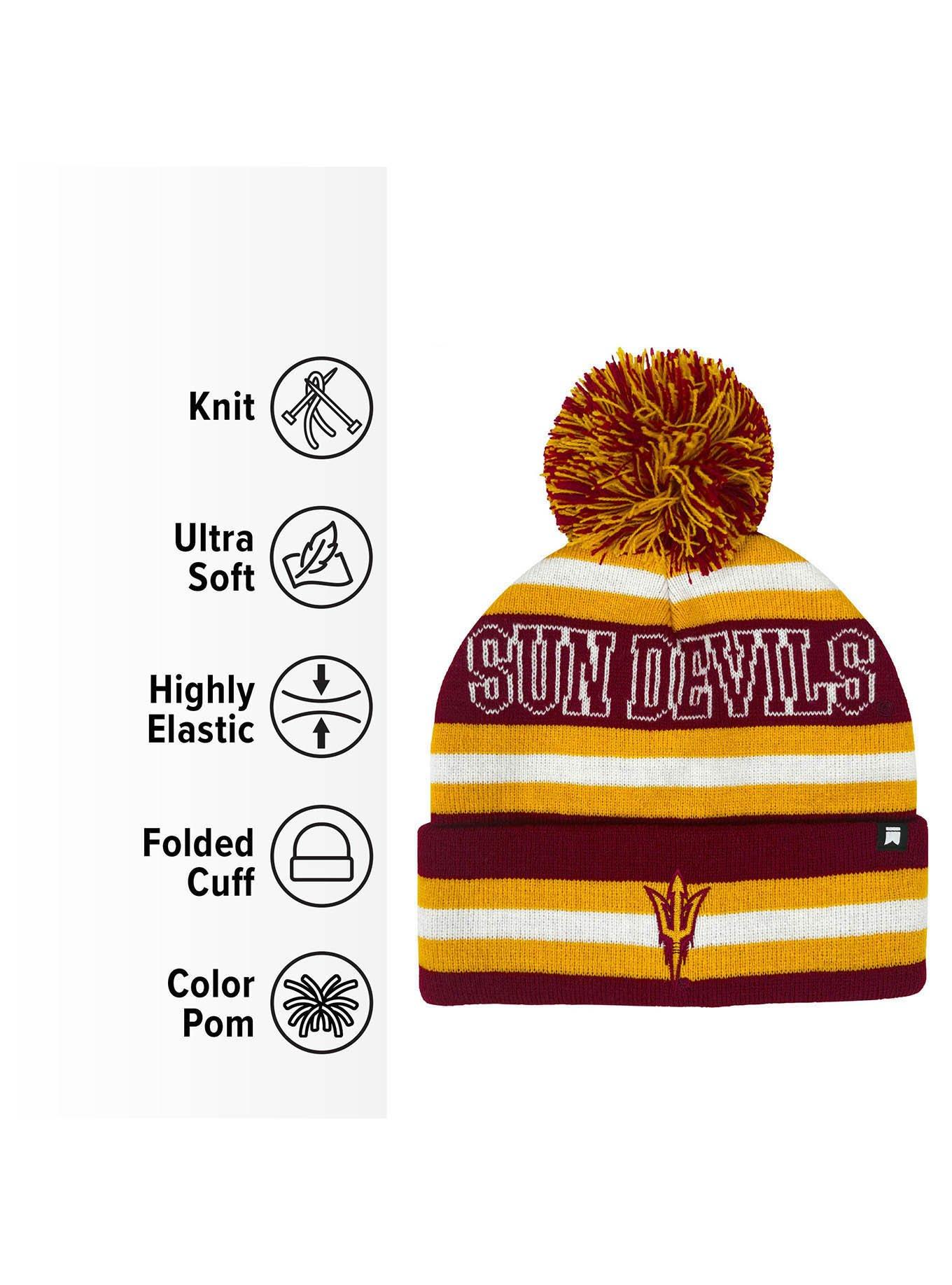 Arizona State University Block Stripes Knit Pom Beanie, , alternate