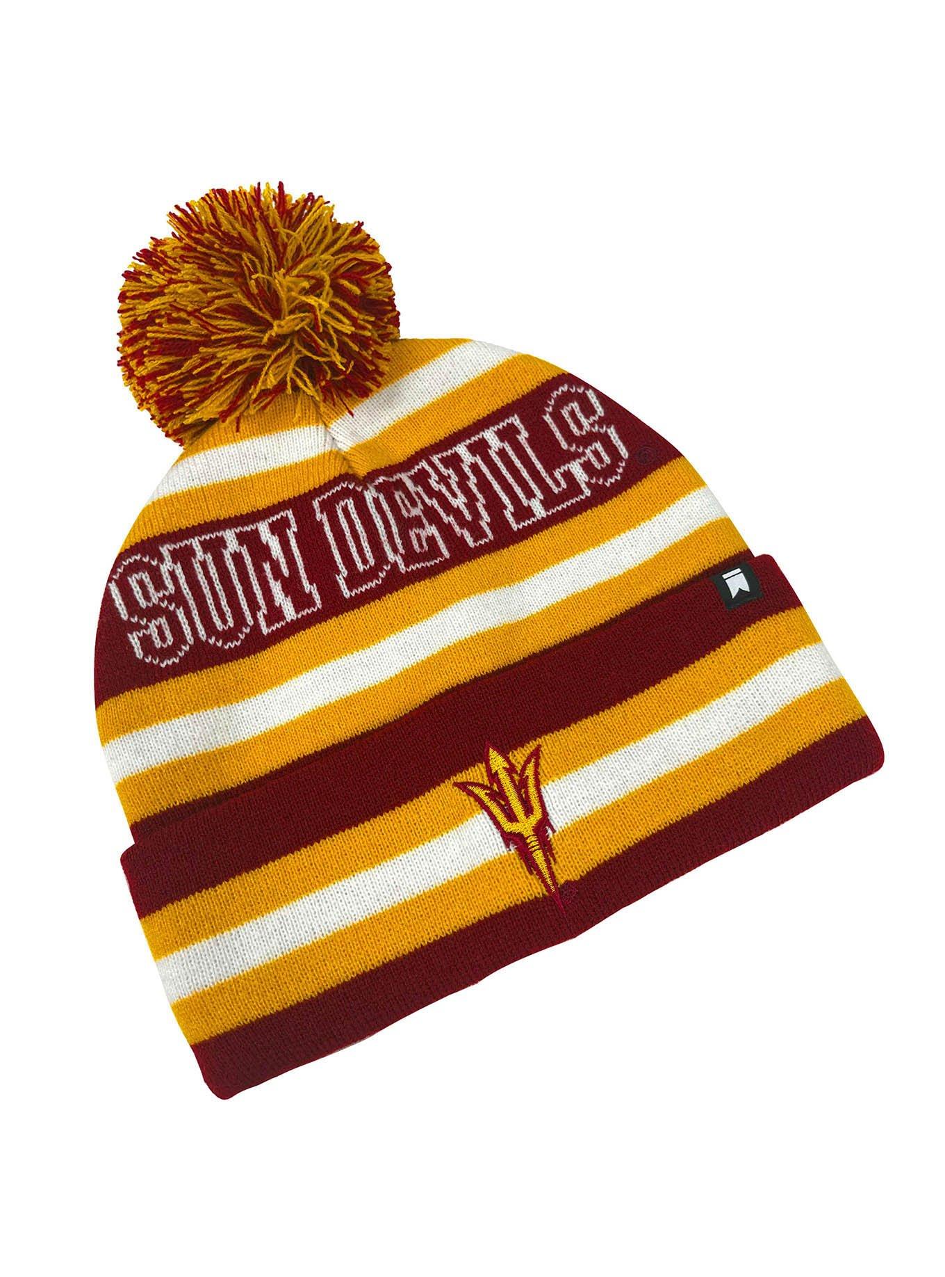 Arizona State University Block Stripes Knit Pom Beanie, , alternate