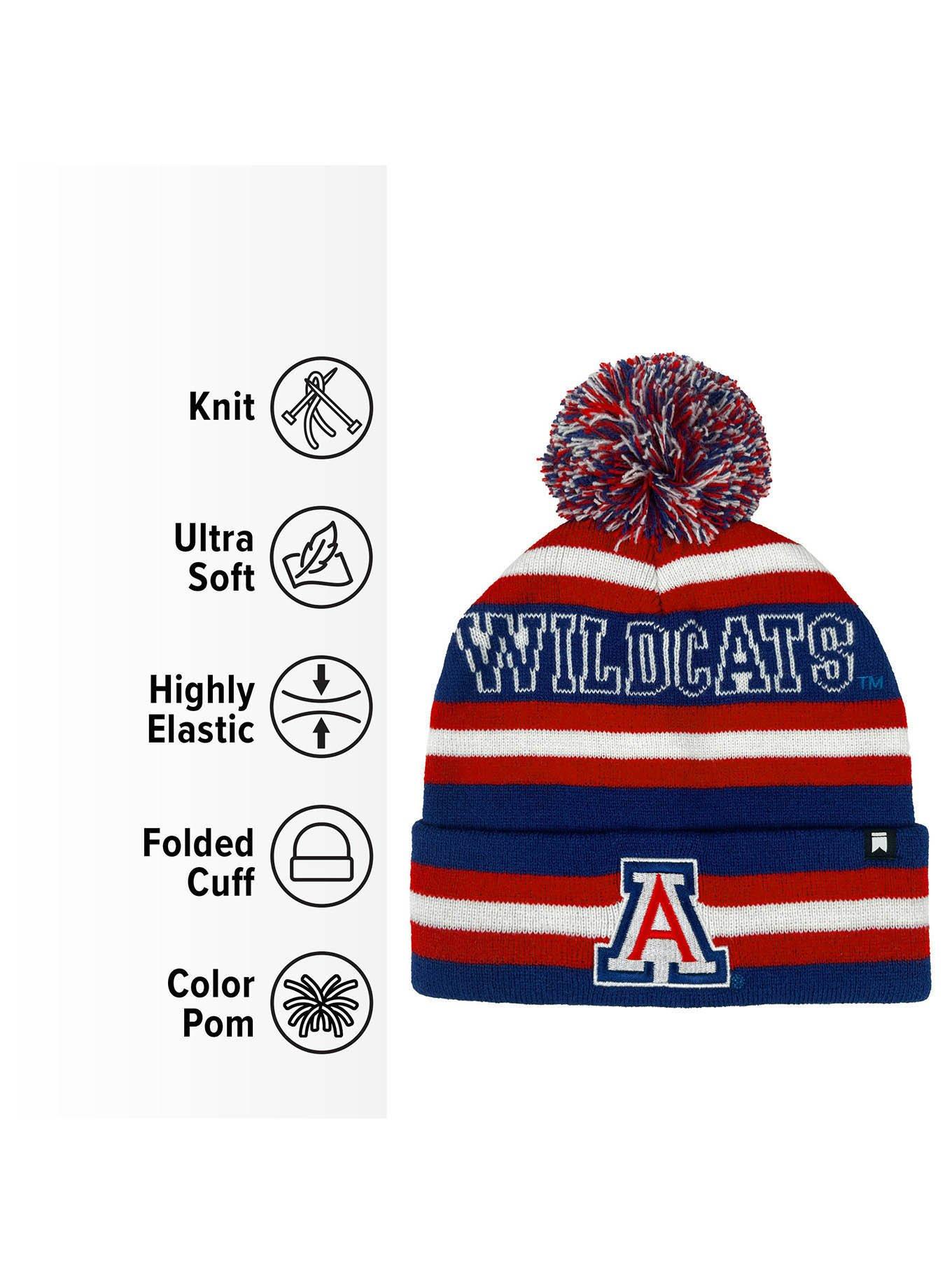 University of Arizona Block Stripes Knit Pom Beanie, , alternate