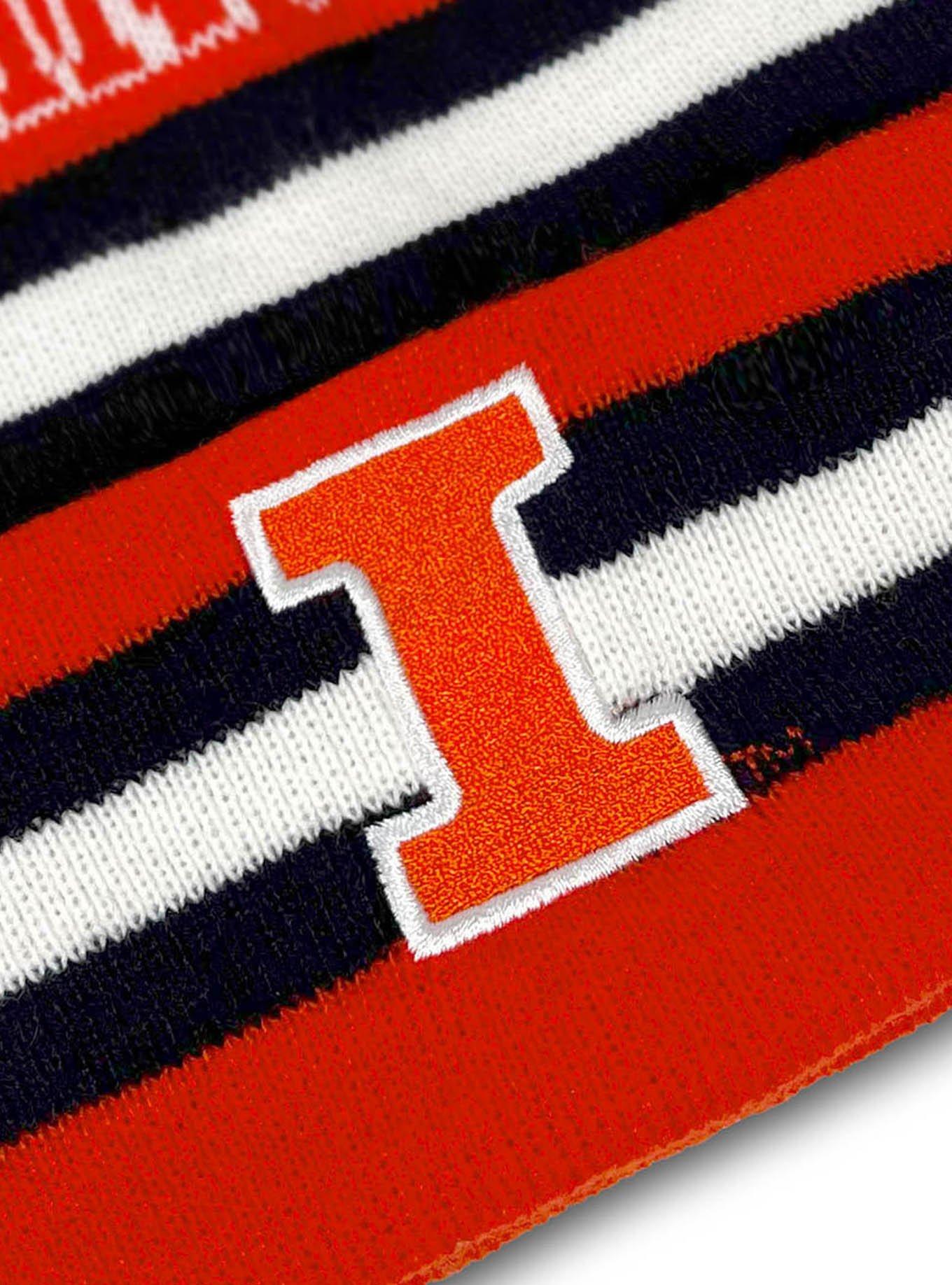 University of Illinois Block Stripes Knit Pom Beanie, , hi-res