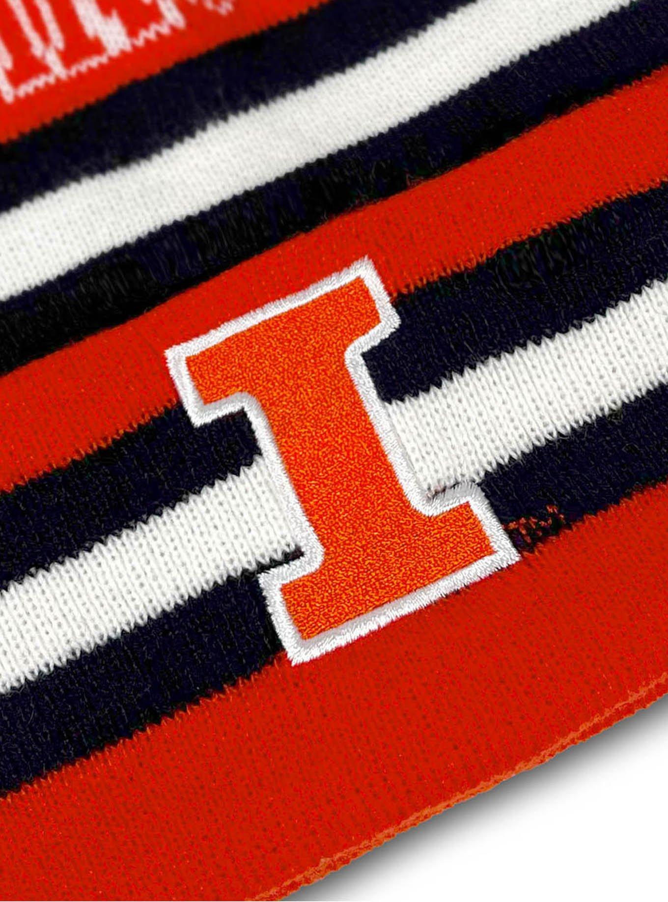 University of Illinois Block Stripes Knit Pom Beanie, , alternate