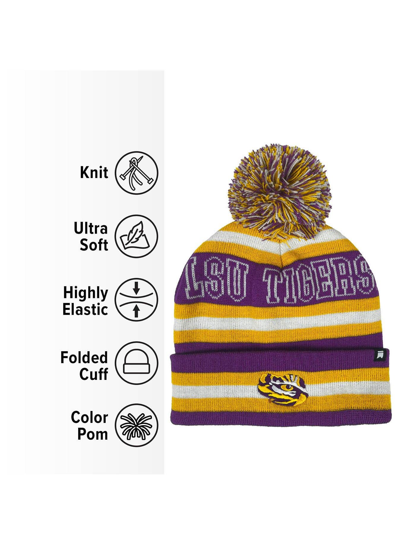 Louisiana State University Block Stripes Knit Pom Beanie, , alternate