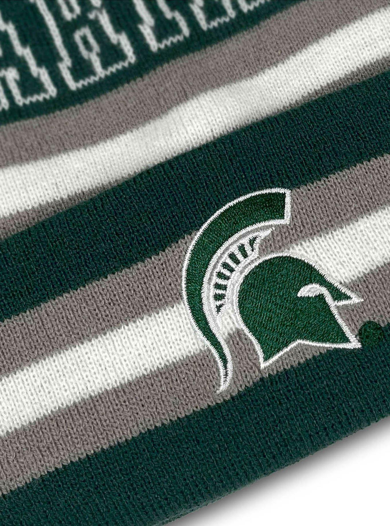 Michigan State University Block Stripes Knit Pom Beanie, , alternate