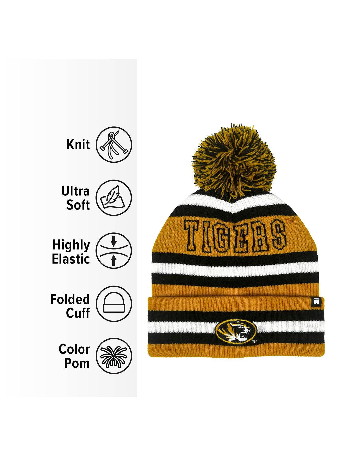 University of Missouri Block Stripes Knit Pom Beanie, , alternate