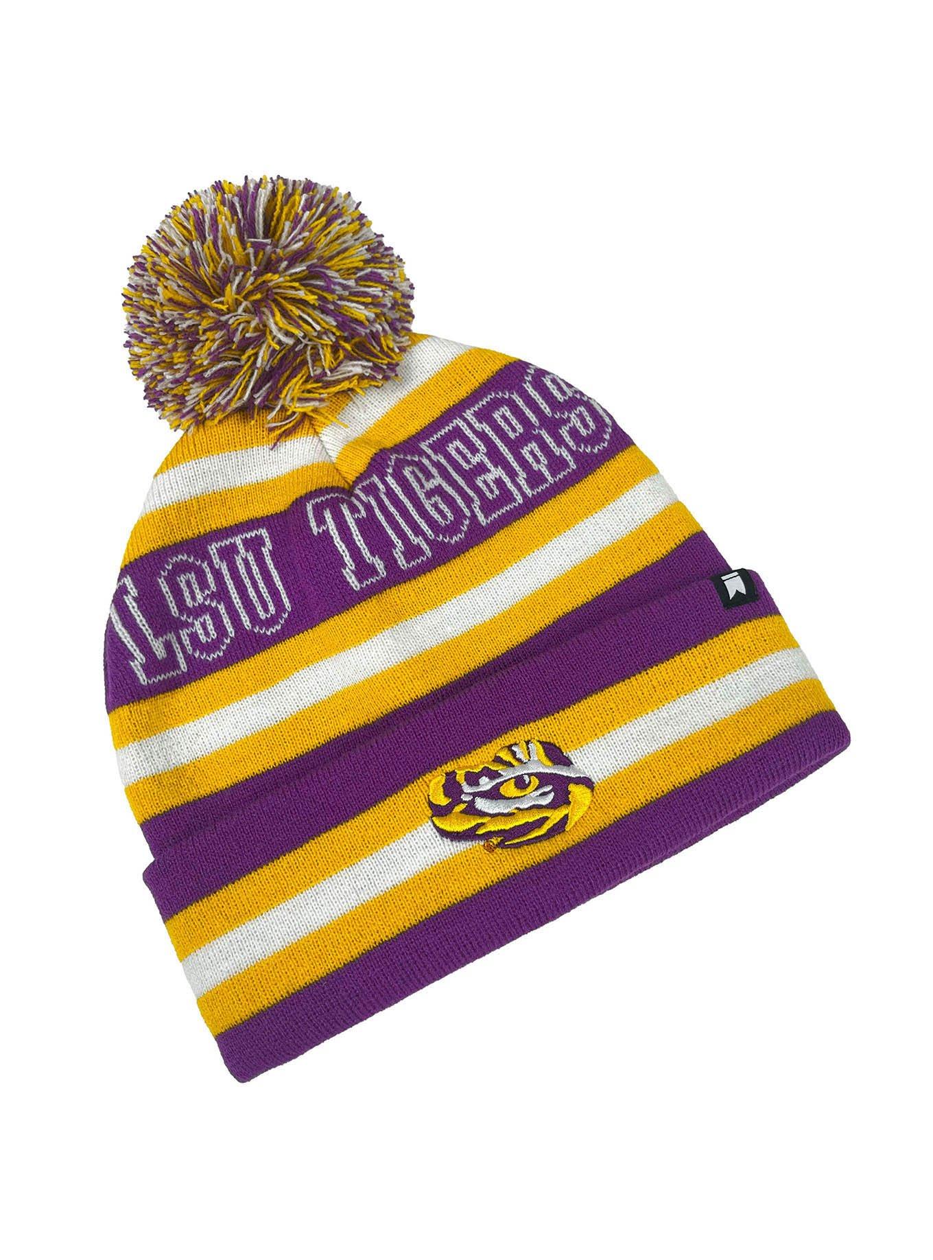 Louisiana State University Block Stripes Knit Pom Beanie
