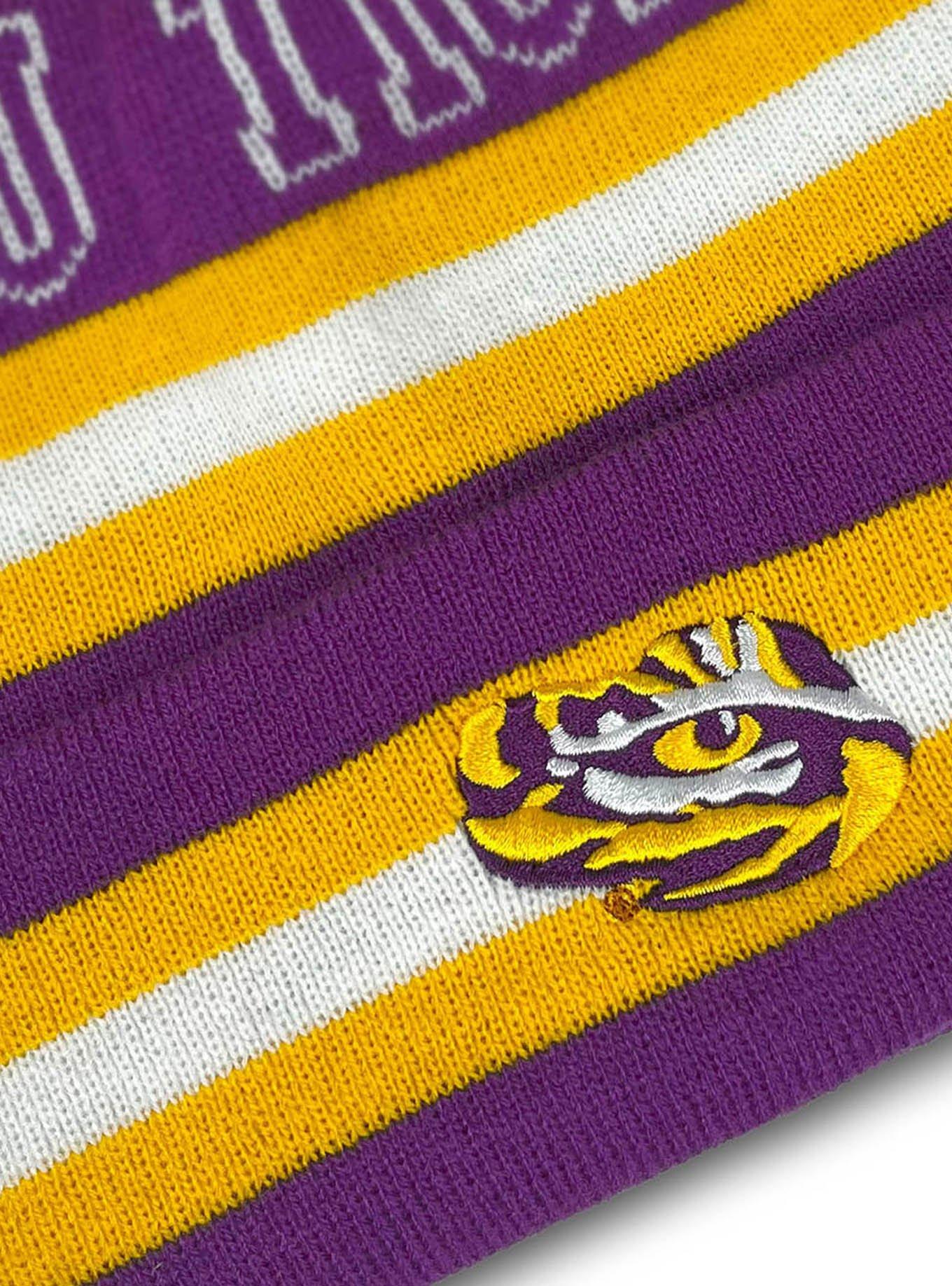Louisiana State University Block Stripes Knit Pom Beanie