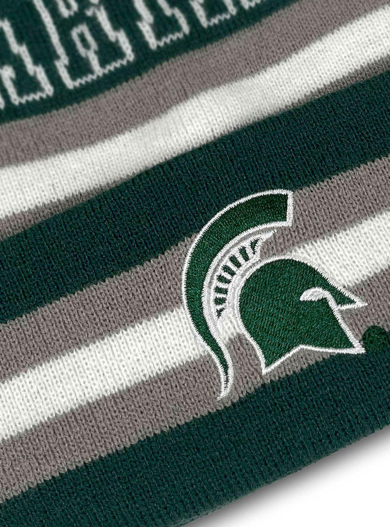 Michigan State University Block Stripes Knit Pom Beanie, , hi-res