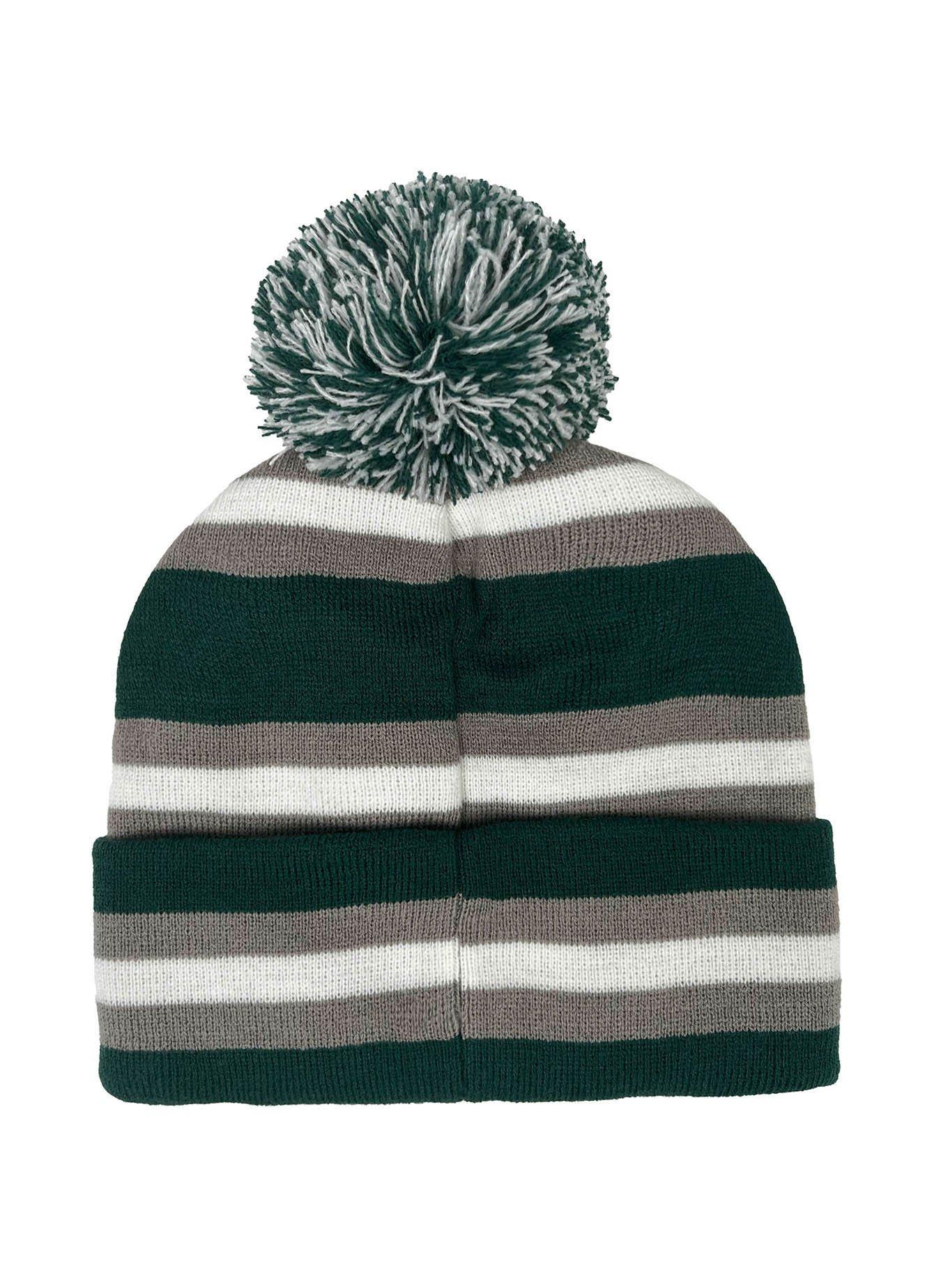 Michigan State University Block Stripes Knit Pom Beanie, , alternate