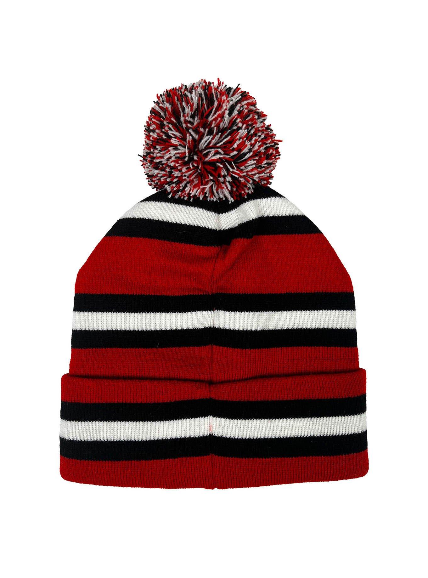 University of Nebraska Block Stripes Knit Pom Beanie, , alternate