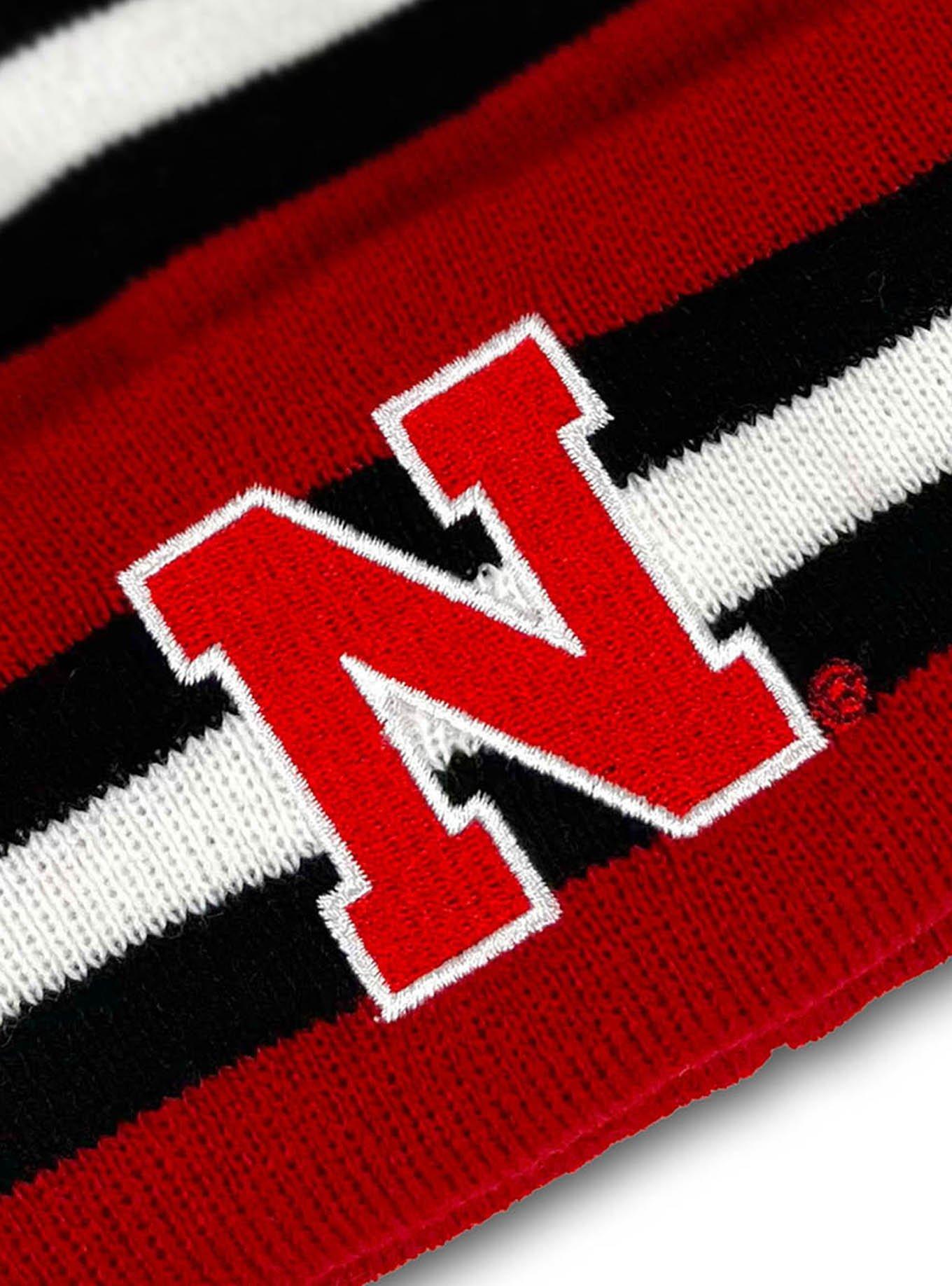University of Nebraska Block Stripes Knit Pom Beanie, , alternate