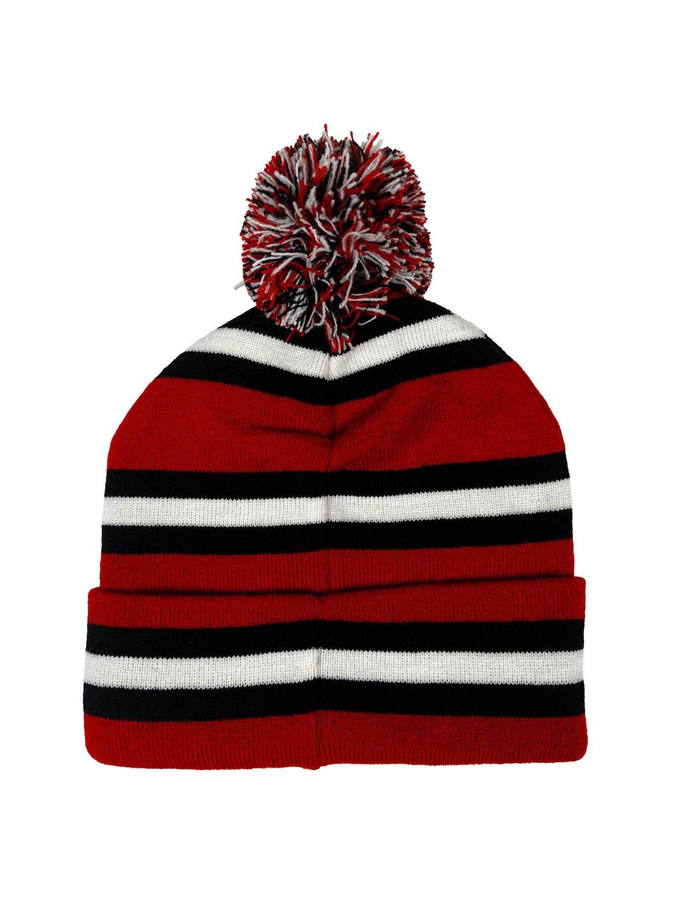 North Carolina State University Block Stripes Knit Pom Beanie, , alternate