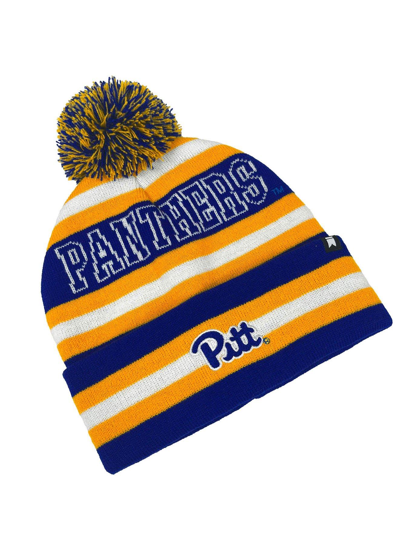 University of Pittsburgh Block Stripes Knit Pom Beanie, , alternate