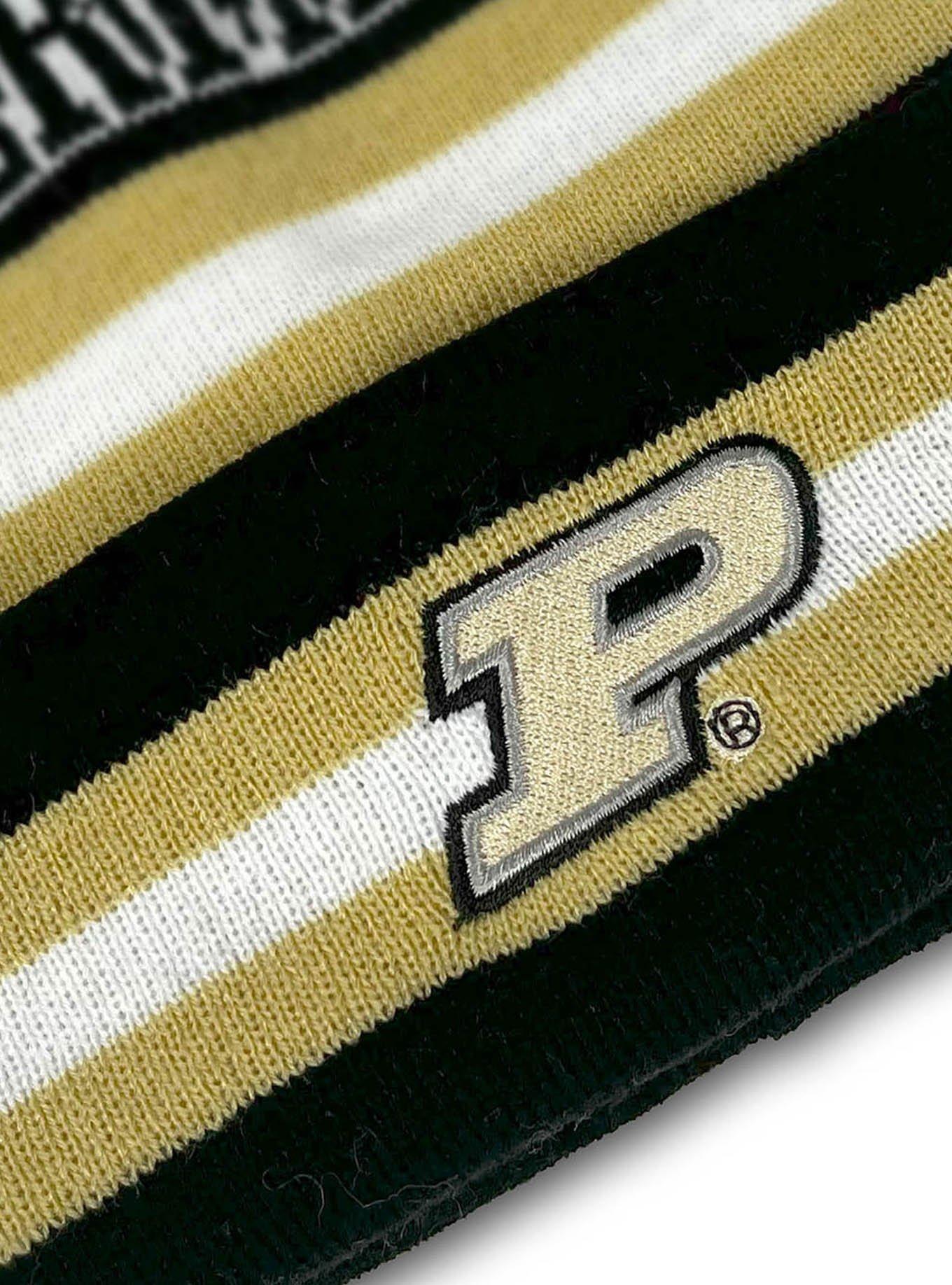 Purdue University Block Stripes Knit Pom Beanie