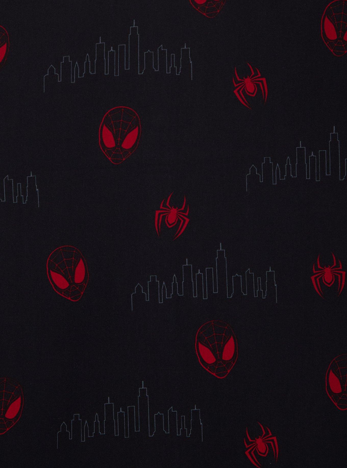 Marvel Spider-Man Miles Morales Mask Allover Print Woven Button-Up, MULTI, alternate - view 3