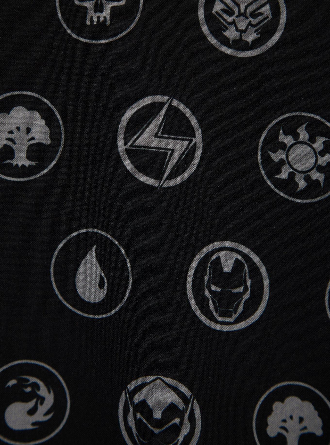 Magic: The Gathering x Marvel Icons Allover Print Woven Button-Up - BoxLunch Exclusive, BLACK, alternate - view 3