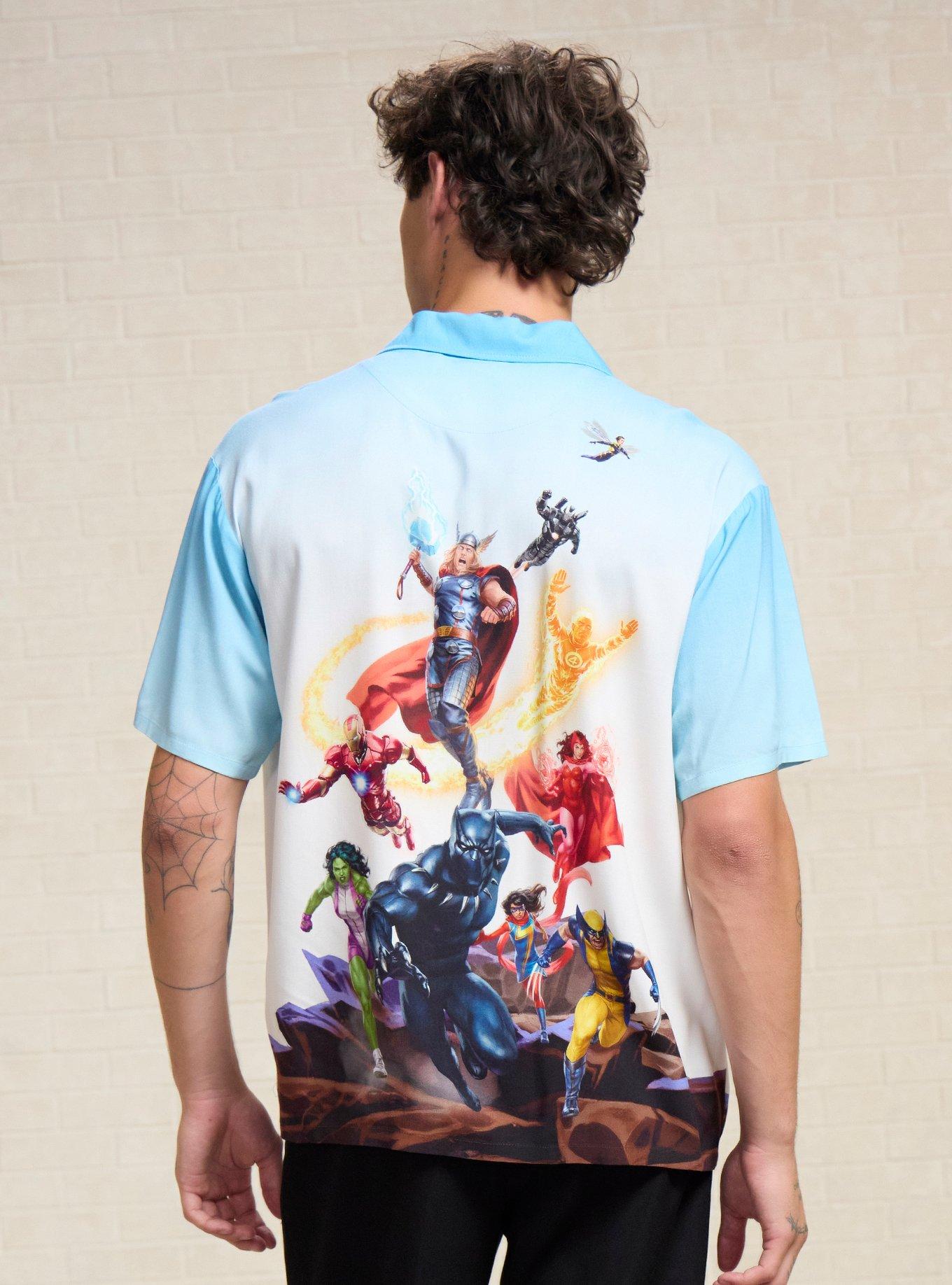 Magic: The Gathering x Marvel Heroes Group Portrait Woven Button-Up - BoxLunch Exclusive, , hi-res