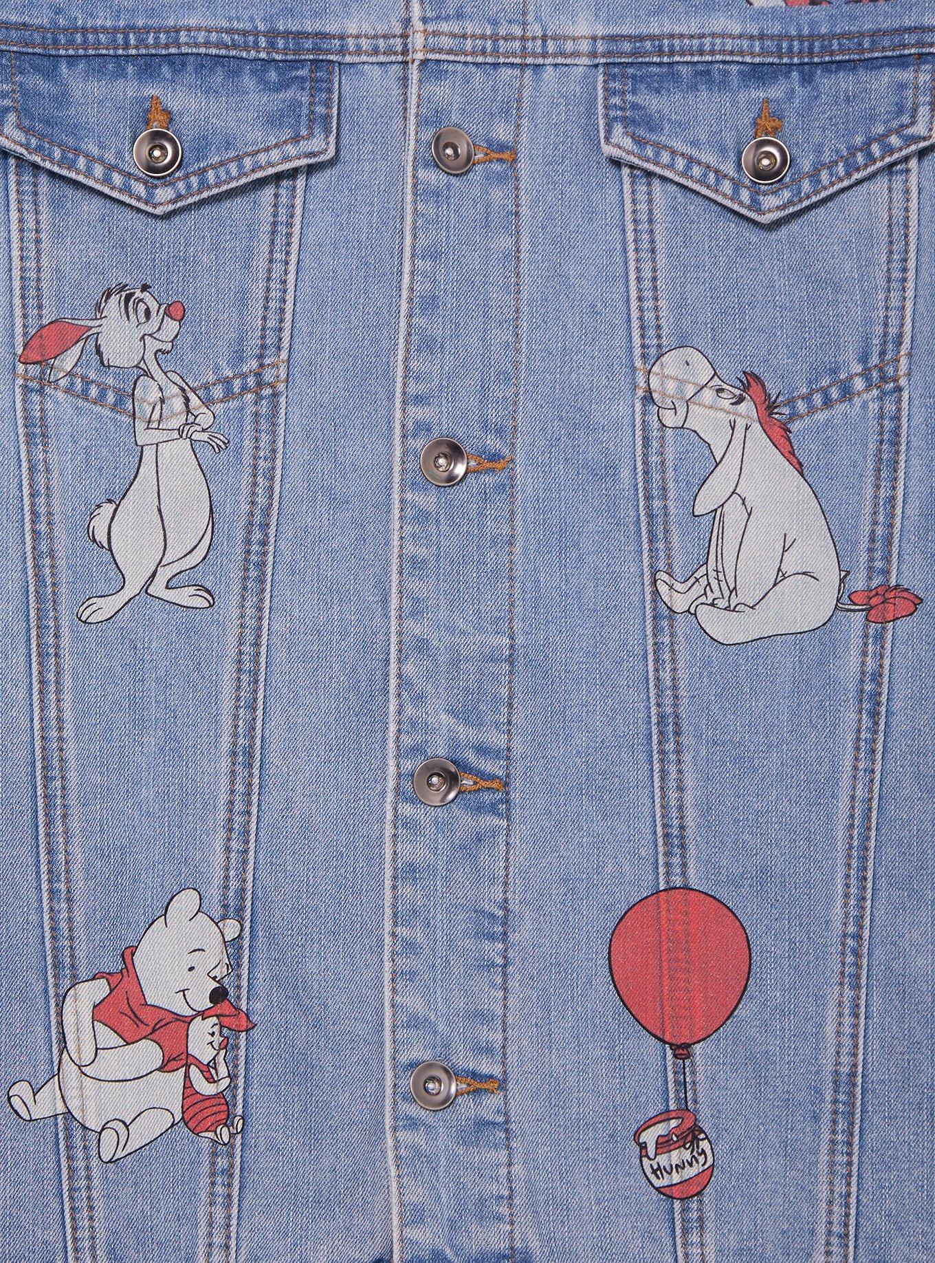 Disney Winnie the Pooh Tonal Characters Allover Print Denim Jacket, MEDIUM WASH, alternate - view 3