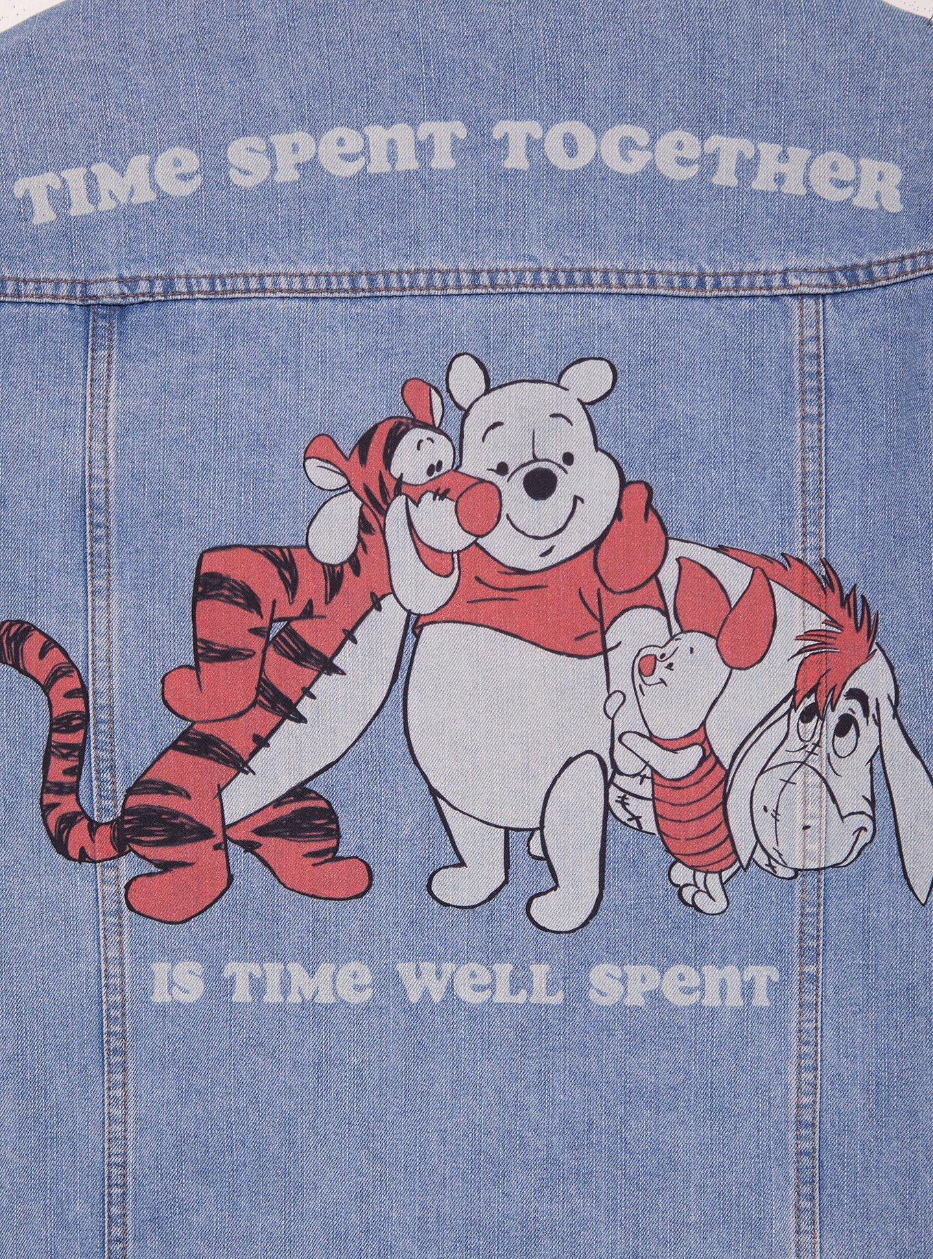 Disney Winnie the Pooh Tonal Characters Allover Print Denim Jacket, MEDIUM WASH, alternate - view 4