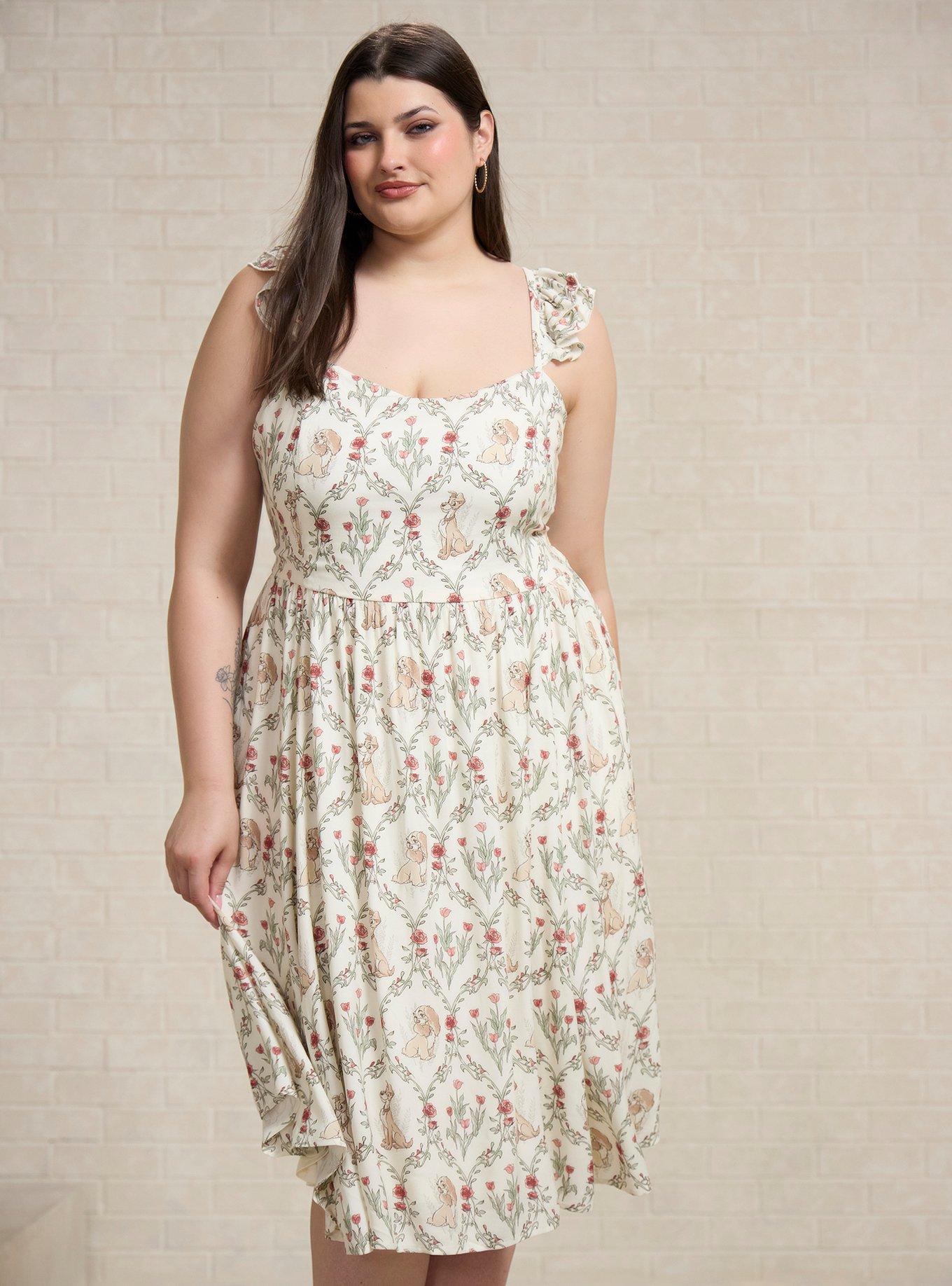 Disney Lady & The Tramp Floral Ruffle Tank Plus Size Dress, , hi-res