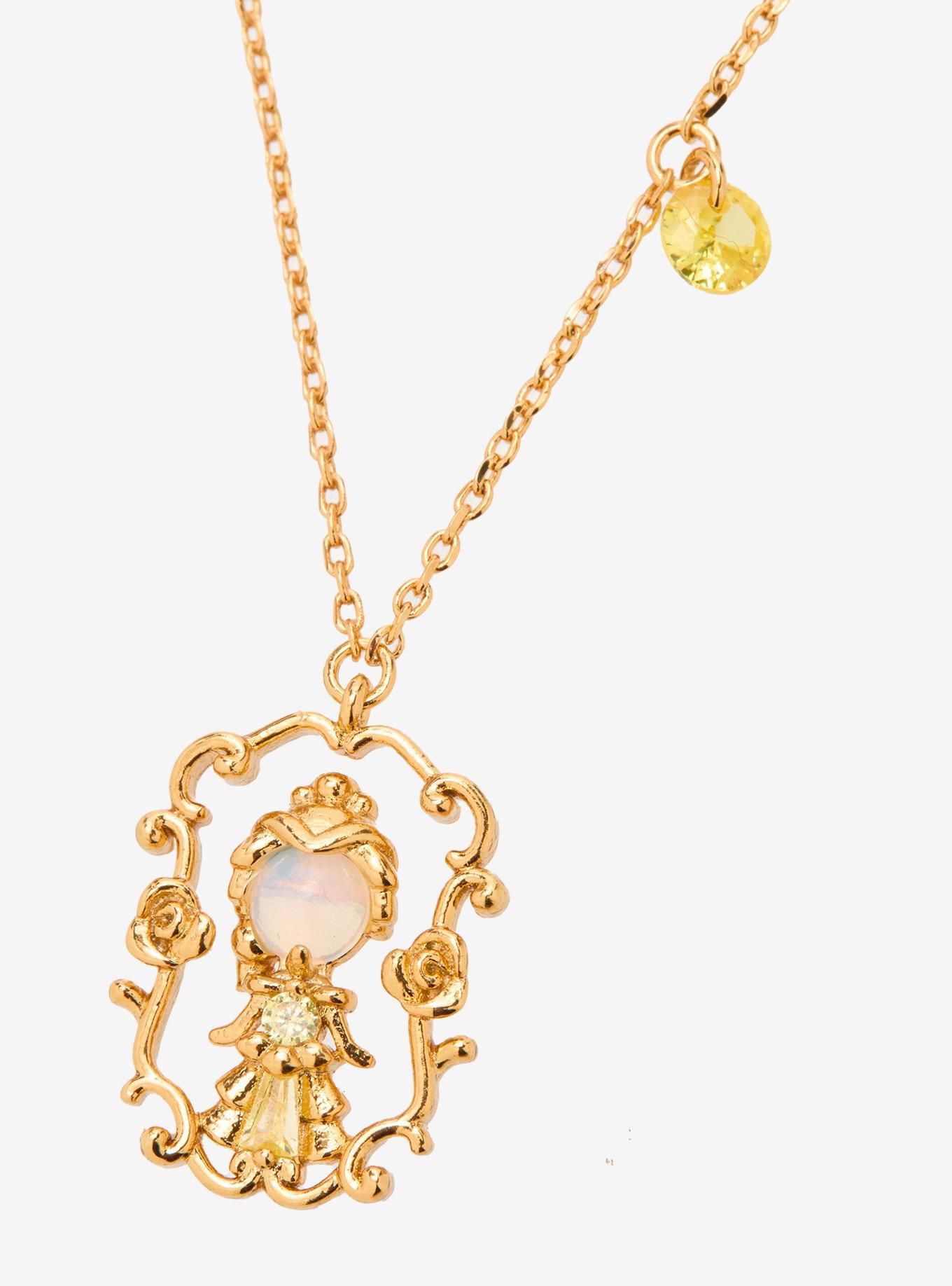 Girls Crew Disney Beauty and The Beast Belle Portrait Necklace - BoxLunch Exclusive, , alternate