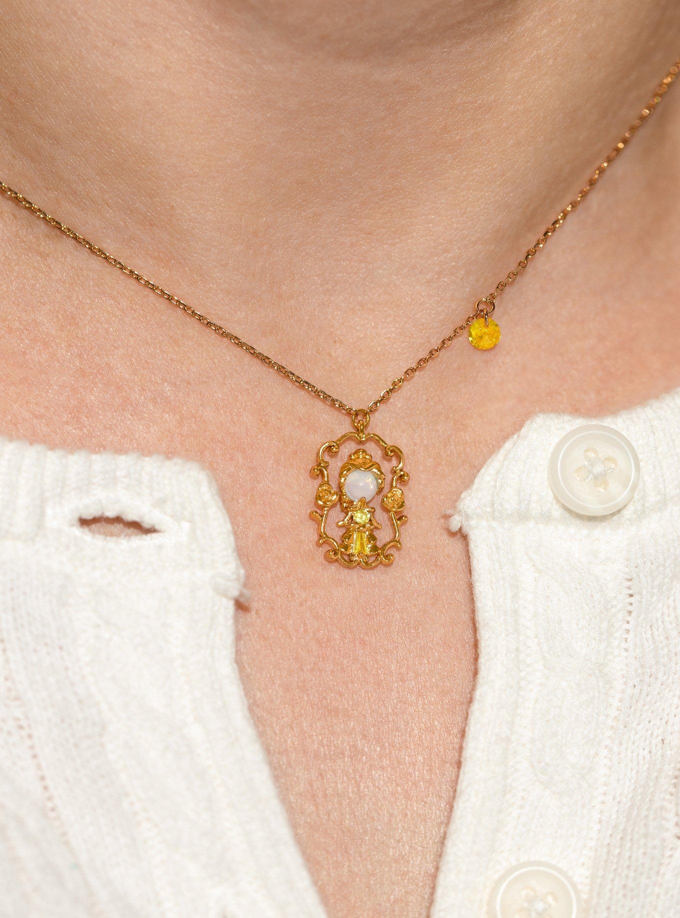 Girls Crew Disney Beauty and The Beast Belle Portrait Necklace - BoxLunch Exclusive