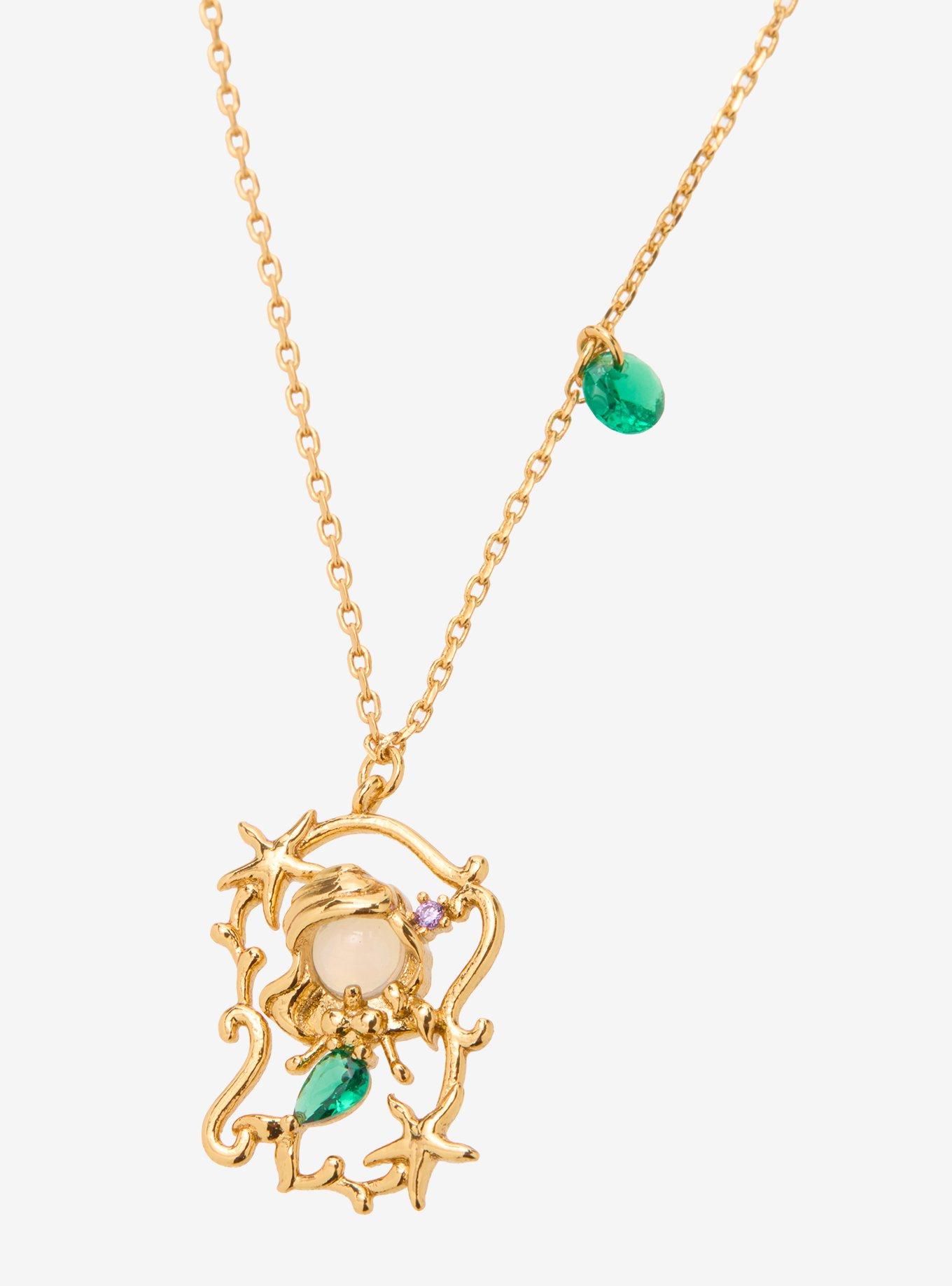 Girls Crew Disney The Little Mermaid Ariel Portrait Necklace - BoxLunch Exclusive, , alternate