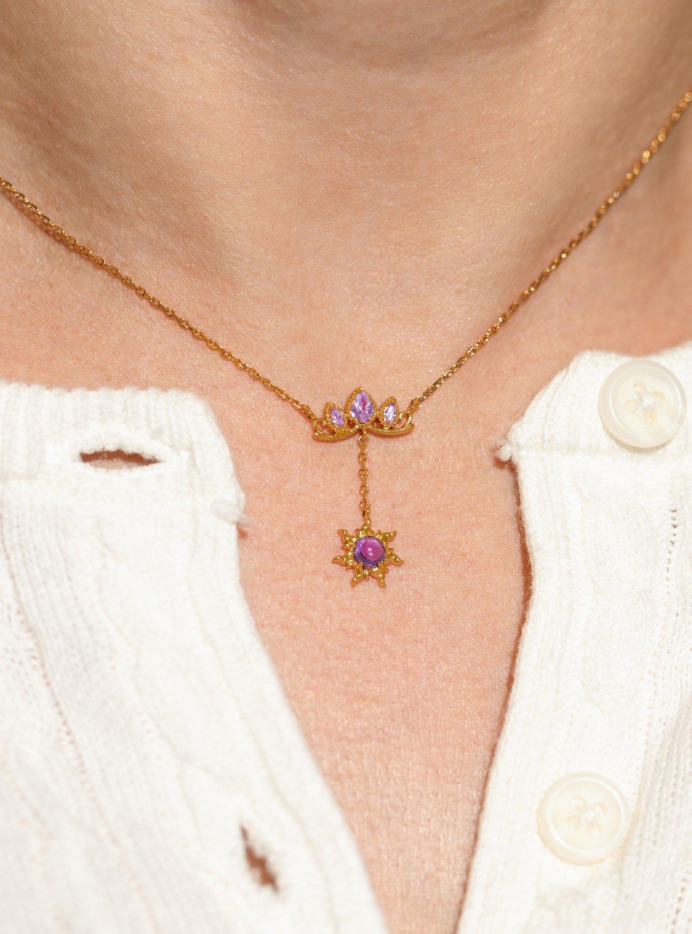 Girls Crew Disney Tangled Rapunzel's Crown Drop Charm Necklace - BoxLunch Exclusive, , alternate