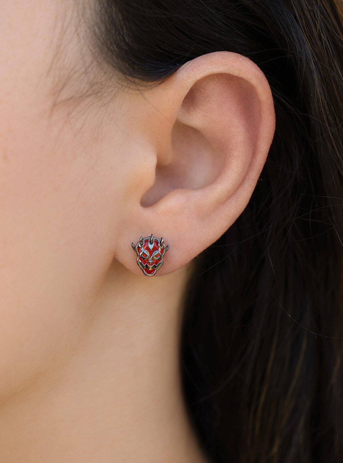 Girls Crew Star Wars Darth Maul Stud Earrings - BoxLunch Exclusive, , alternate