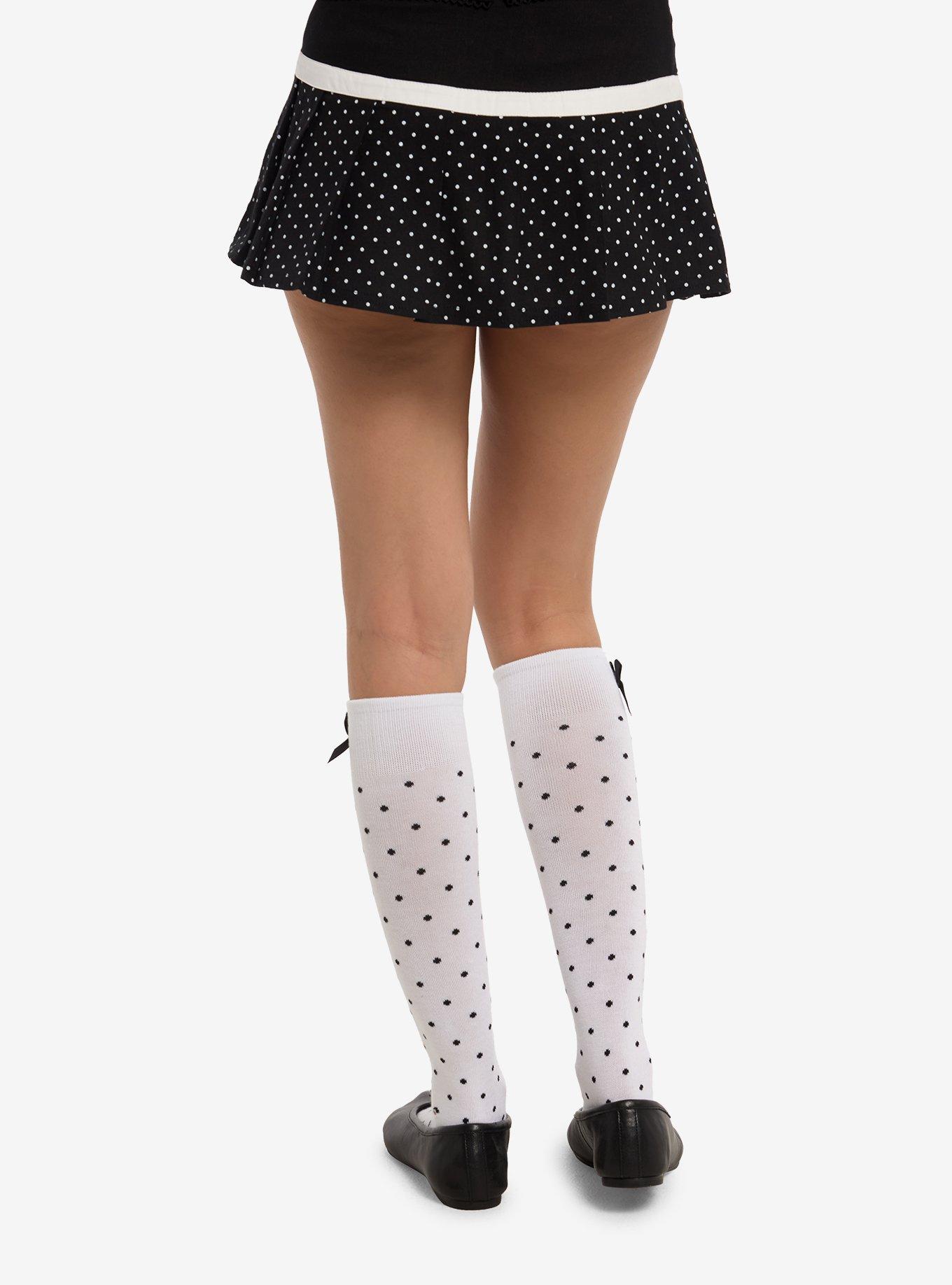 Black & White Polka Dot Belted Mini Skirt, MULTI, alternate