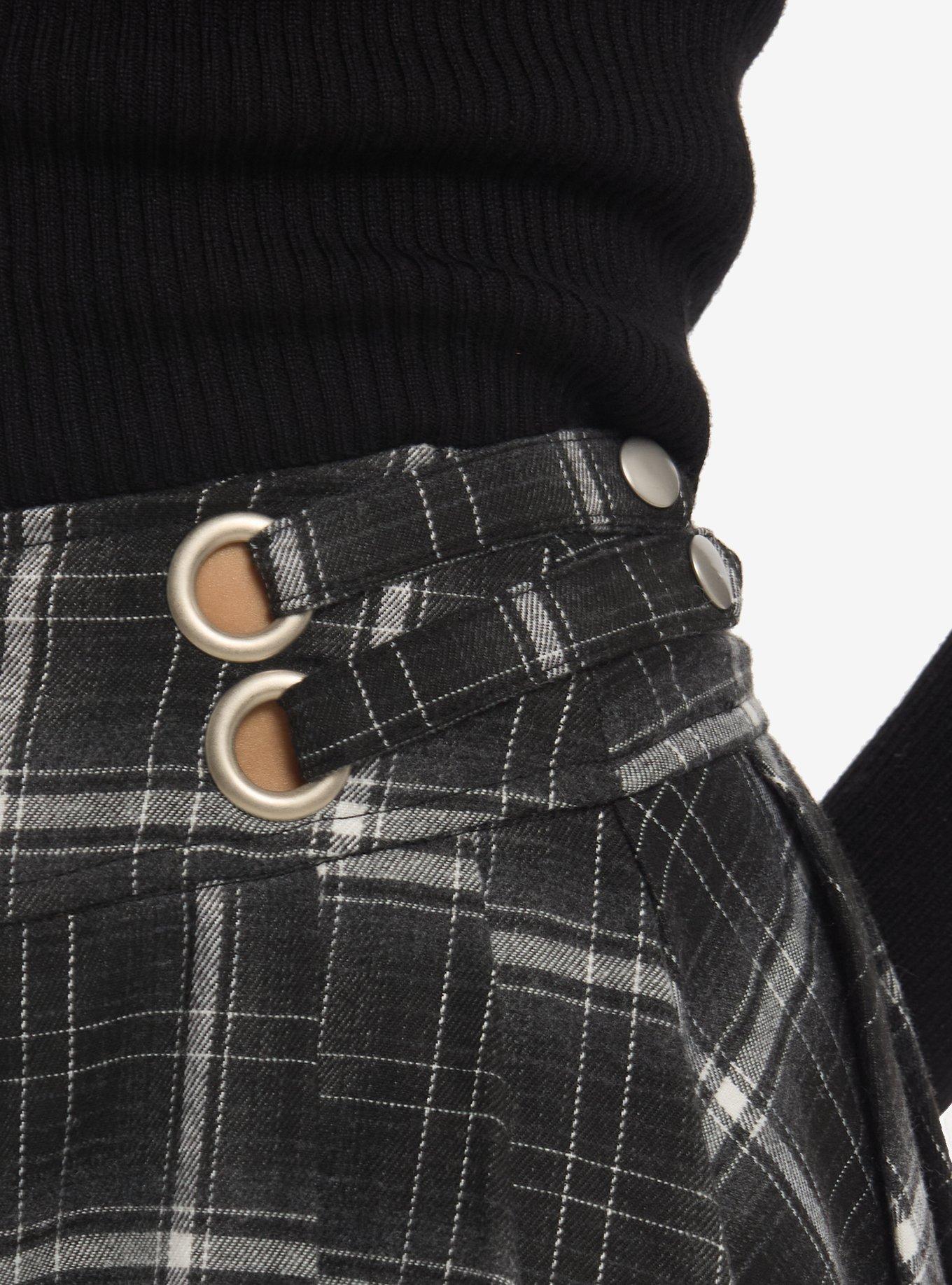 Black & Grey Plaid Pleated Midi Skirt, MULTI, alternate