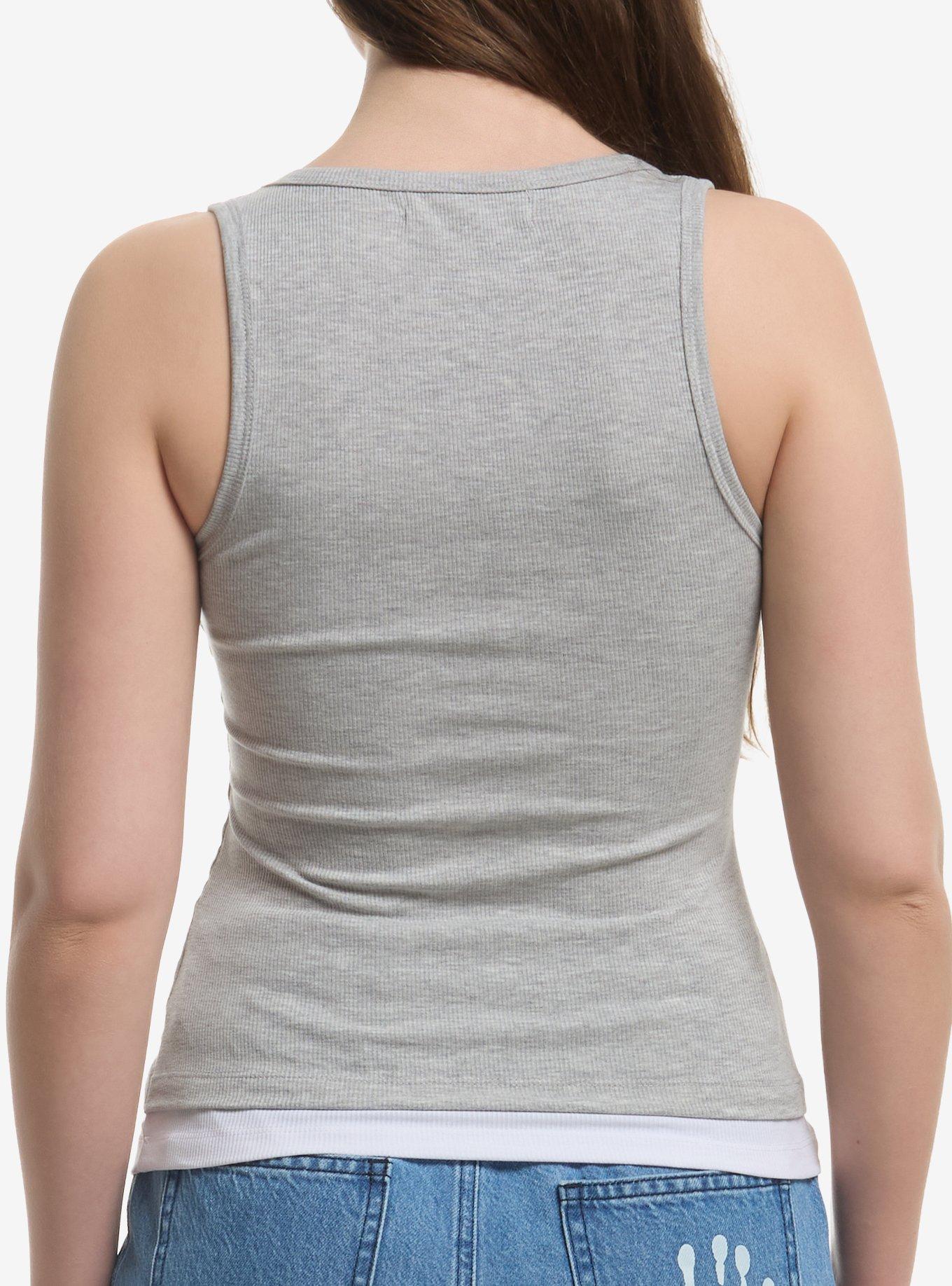 Grey & White Layered Girls Tank Top, MULTI, alternate