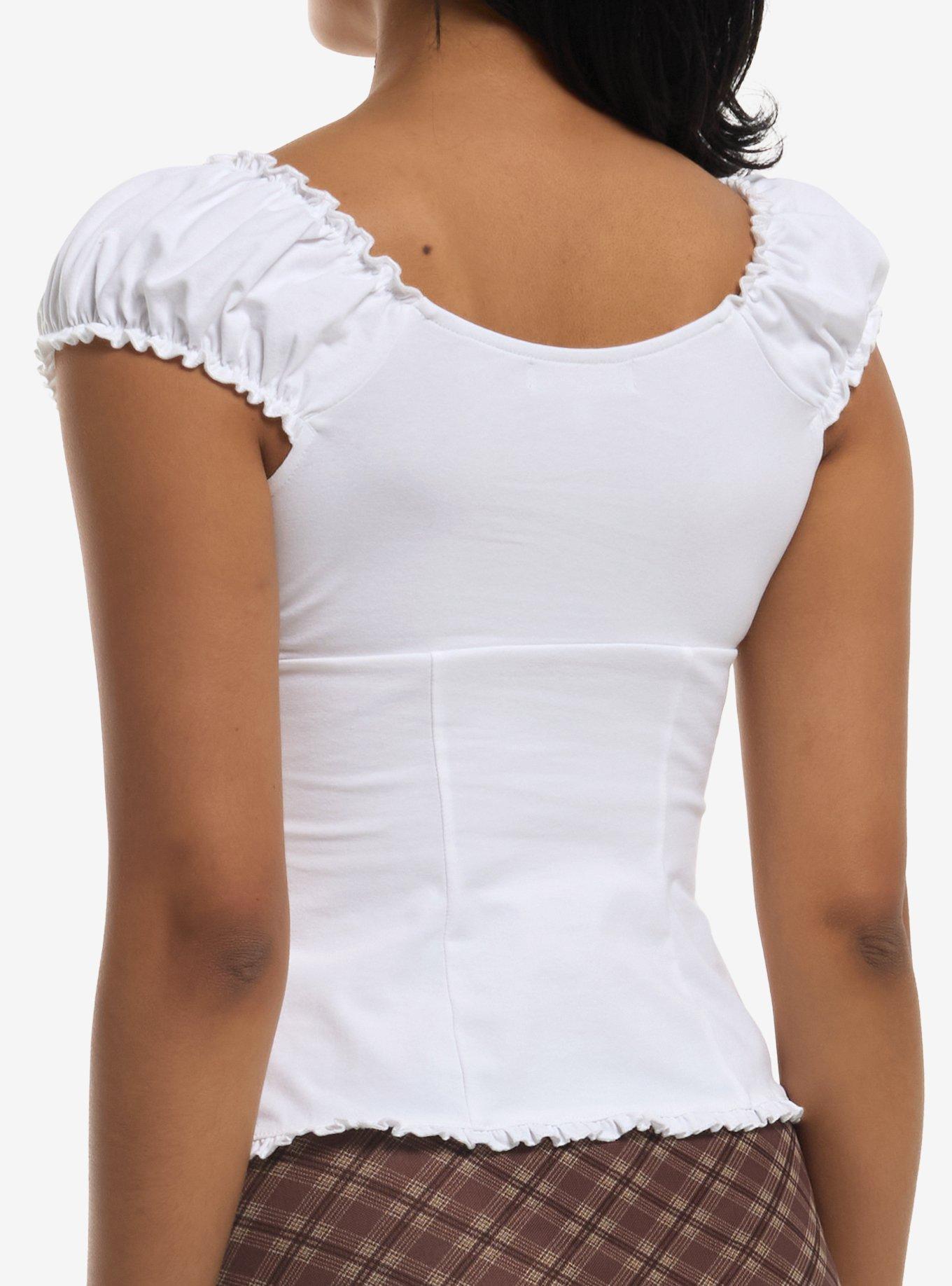 White Ruffled Girls Top, MULTI, alternate