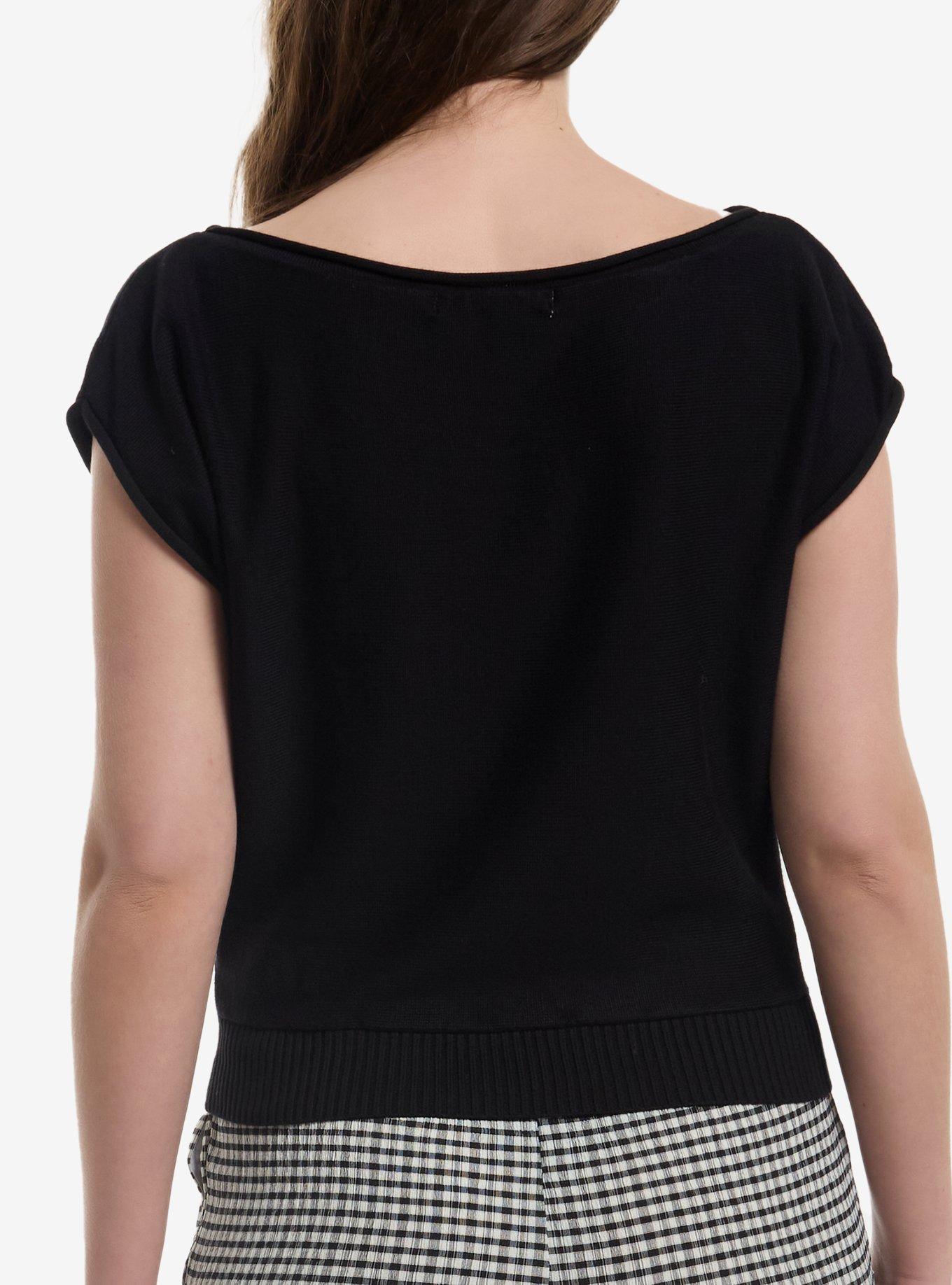 Black Boatneck Girls Top, MULTI, alternate