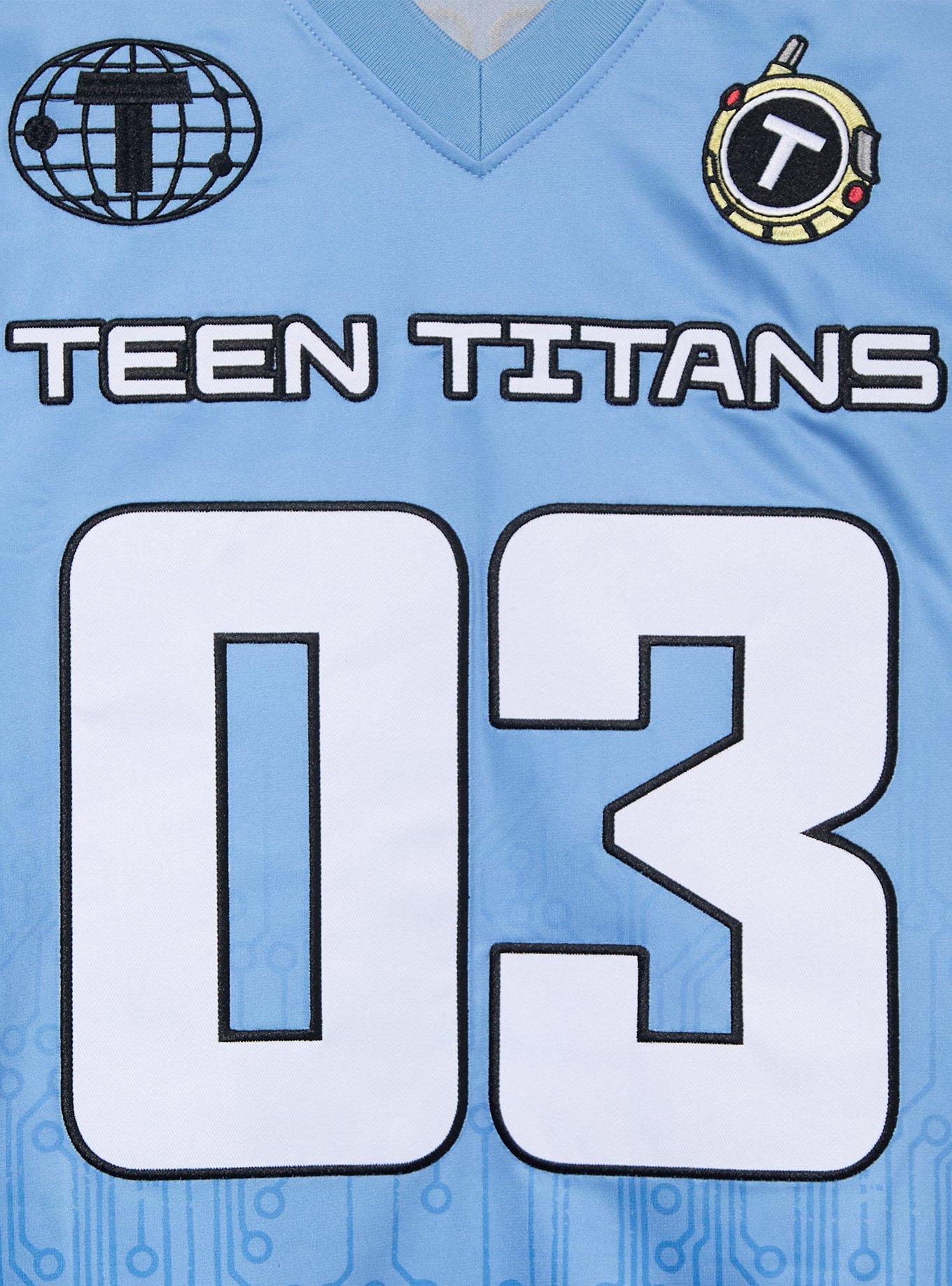 DC Comics Teen Titans Cyborg Football Jersey - BoxLunch Exclusive, BLUE, alternate - view 3