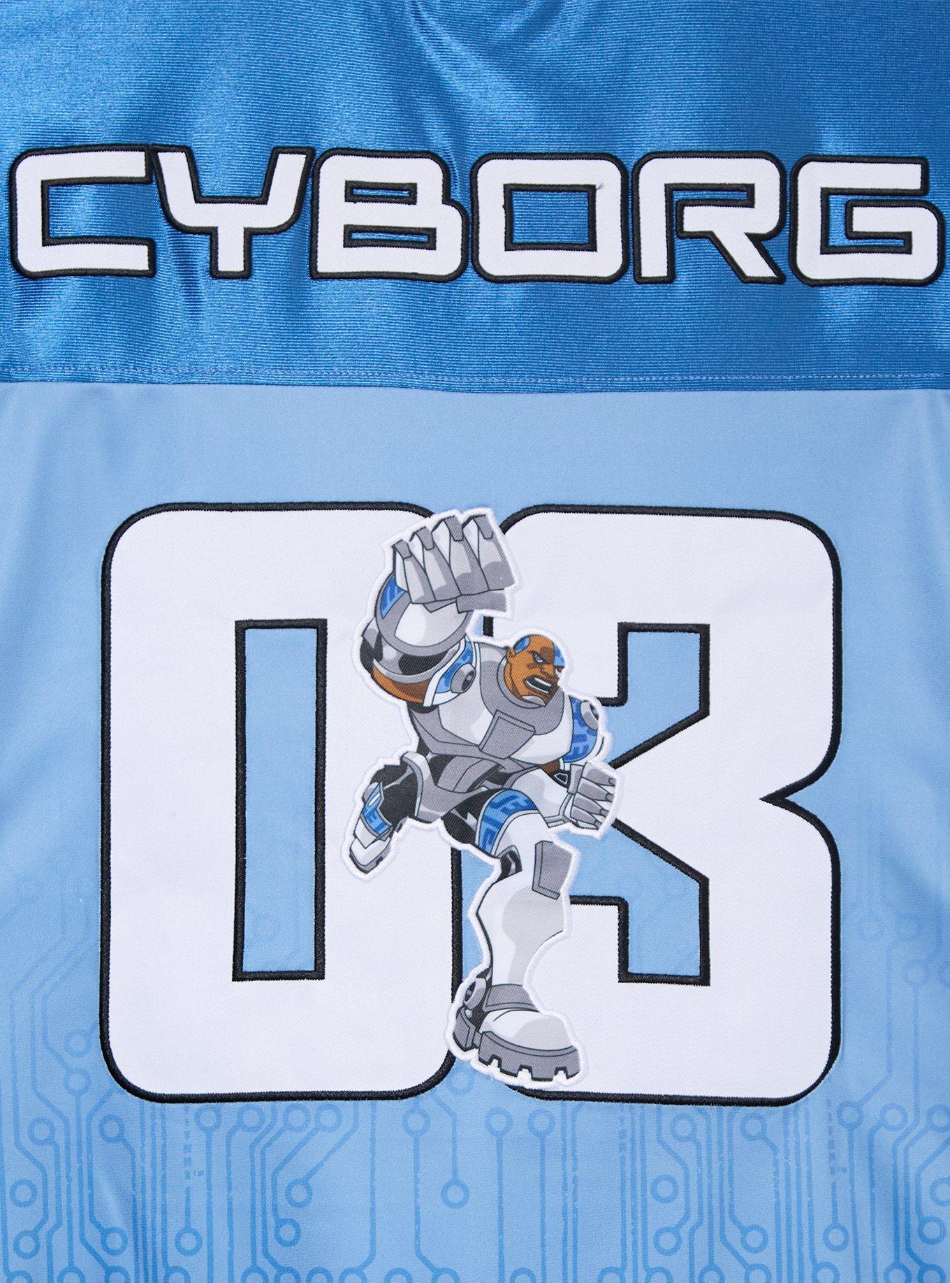 DC Comics Teen Titans Cyborg Football Jersey - BoxLunch Exclusive, BLUE, alternate - view 4