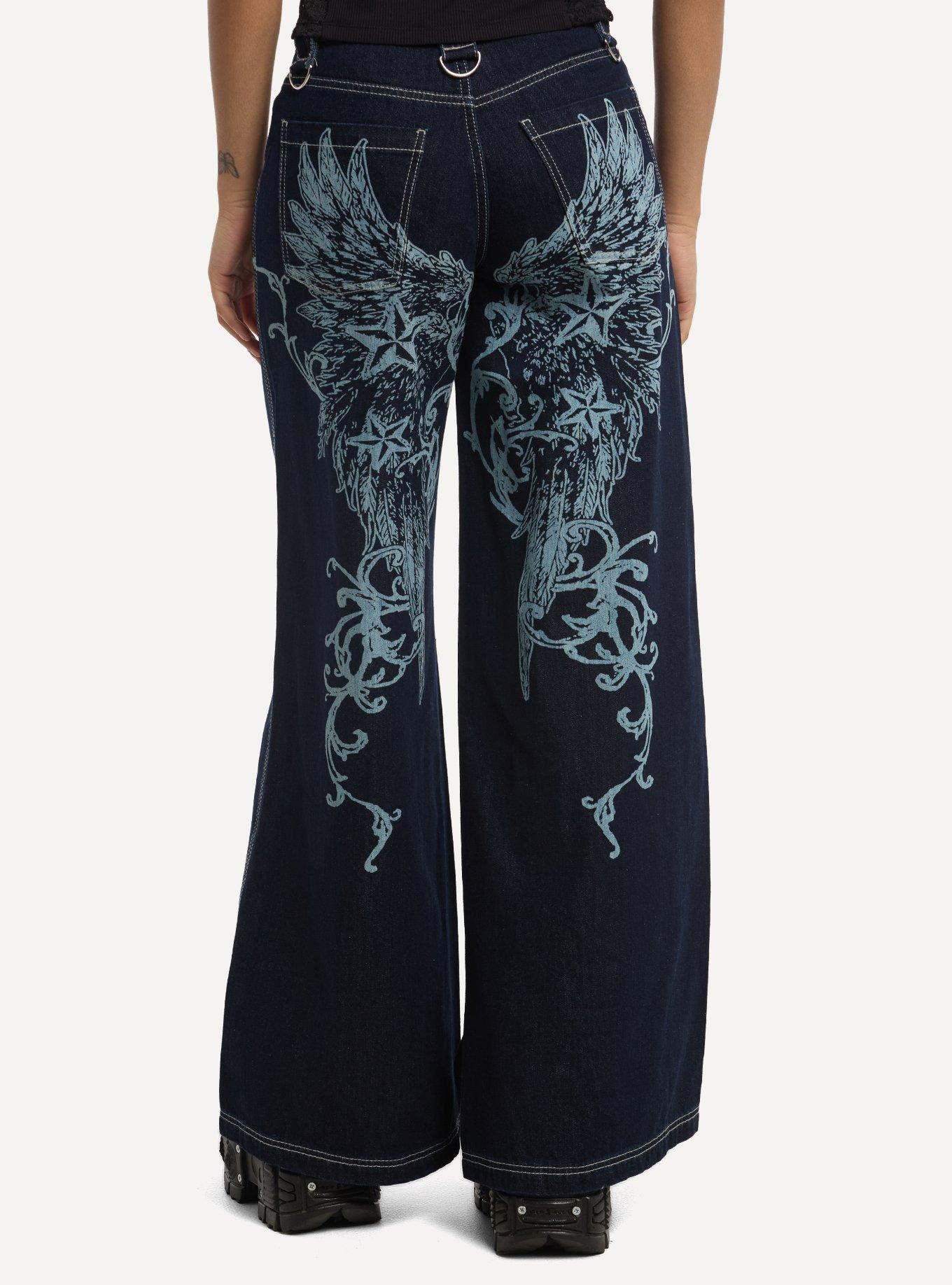 Social Collision Wings Wide Leg Jeans, , hi-res