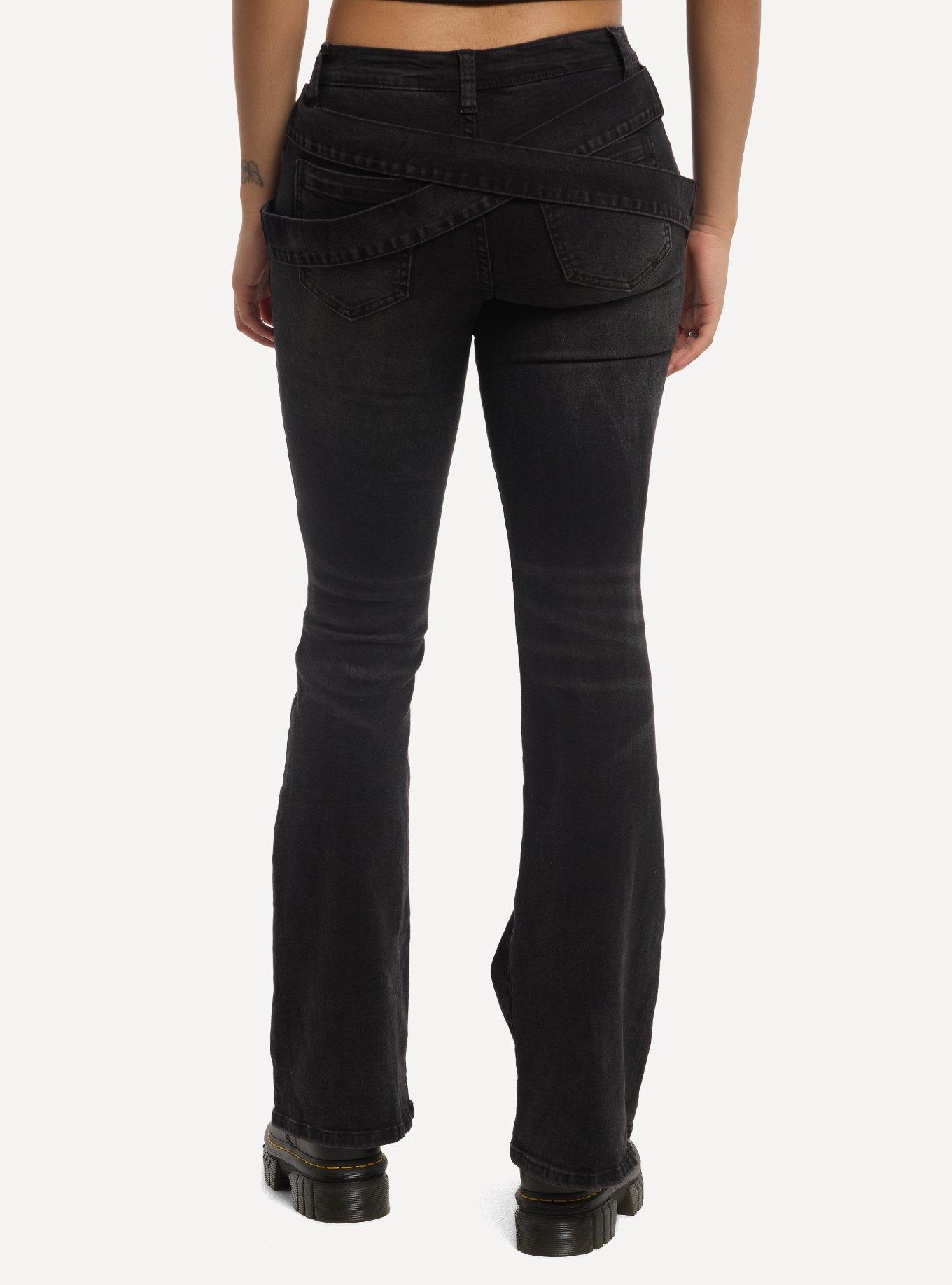 Social Collision Red Star Strappy Distressed Jeans, , hi-res