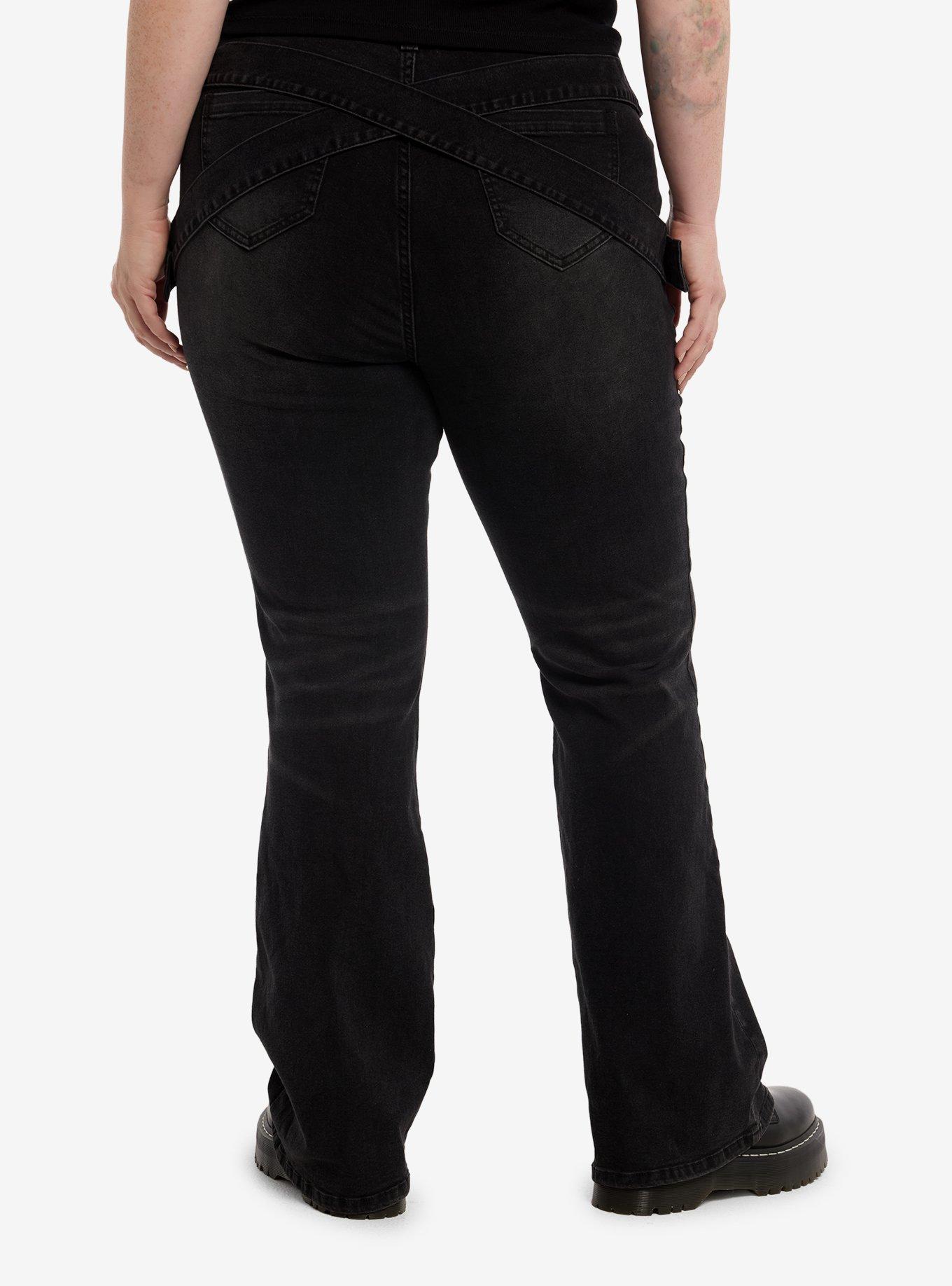 Social Collision Red Star Strappy Distressed Jeans Plus Size, , hi-res
