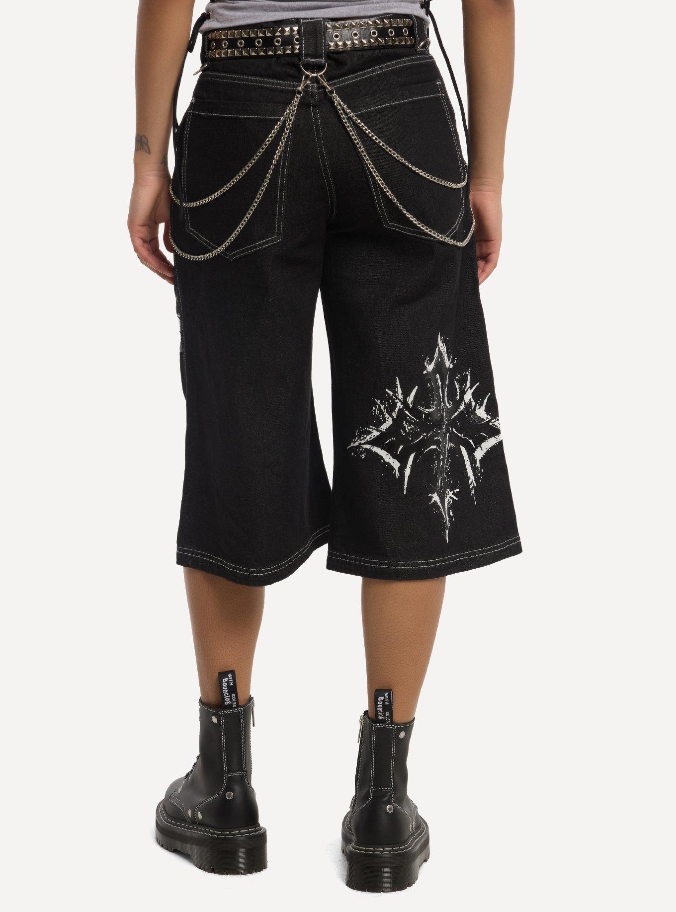 Social Collision Sigil Double Chain Belted Jorts, , hi-res