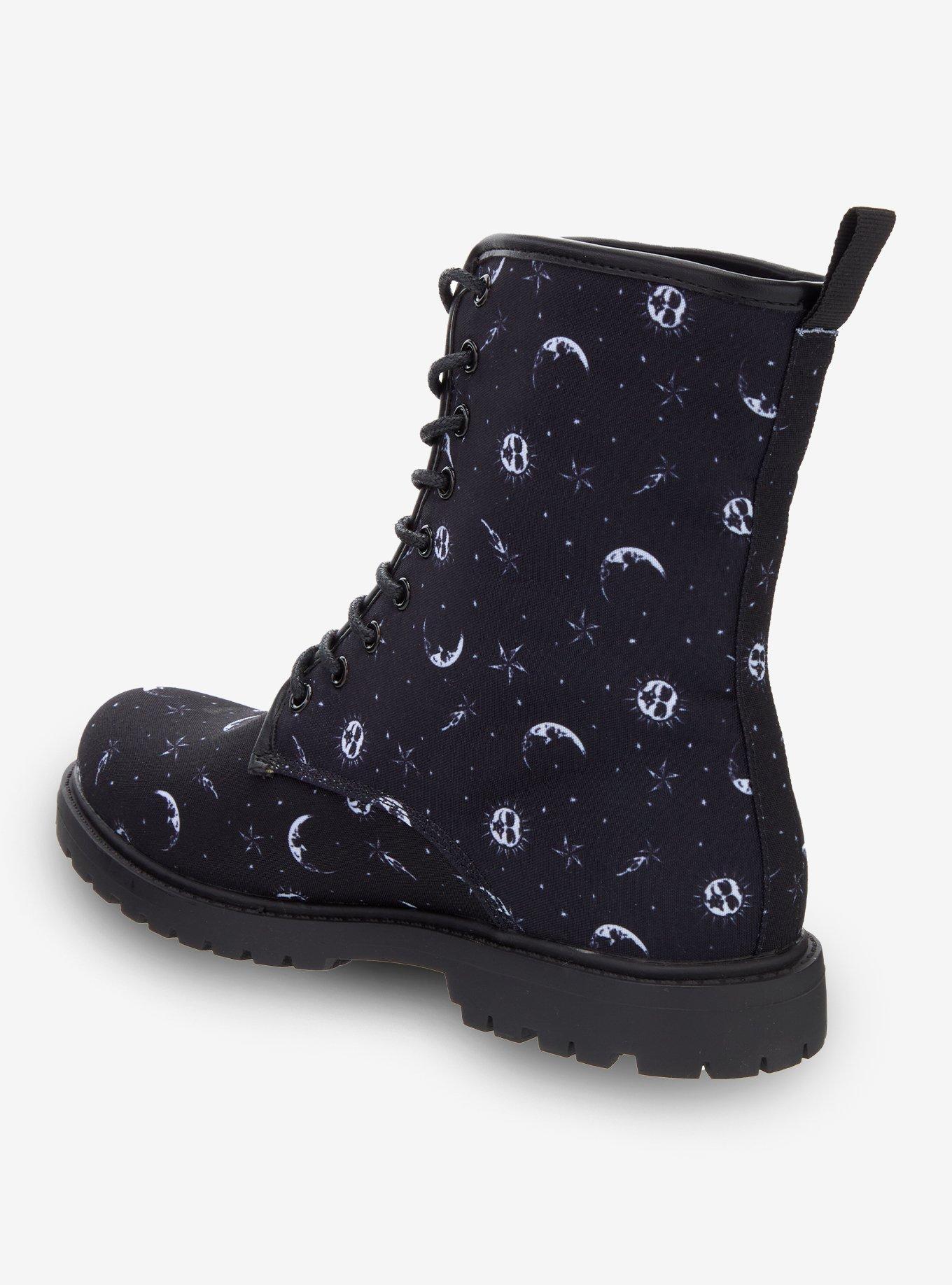 N.Y.L.A. Celestial Combat Boots, MOON - BLACK, alternate