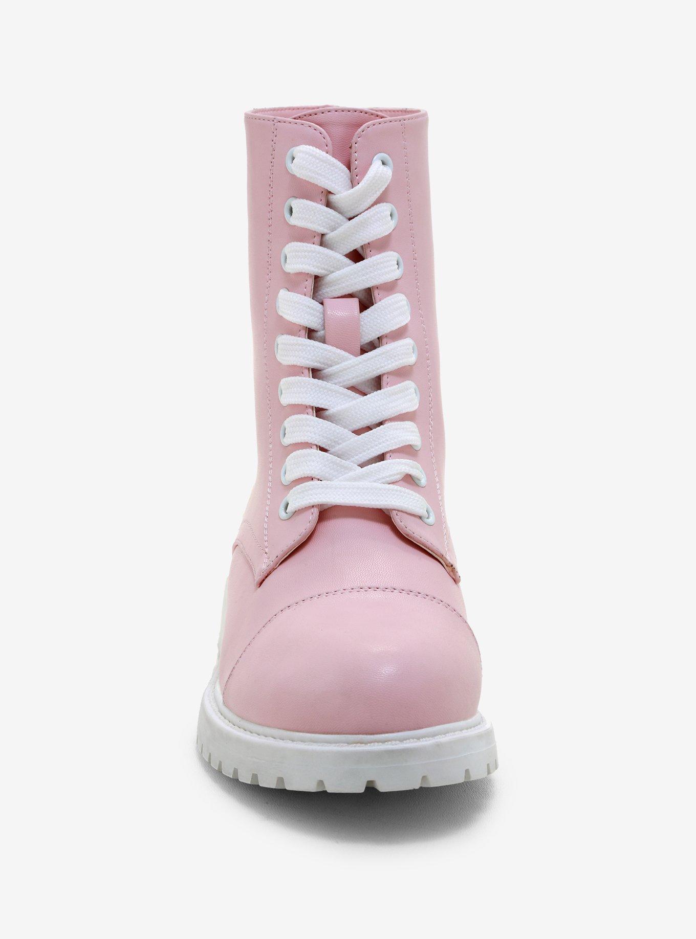 Pastel Pink Combat Boots, PINK, alternate