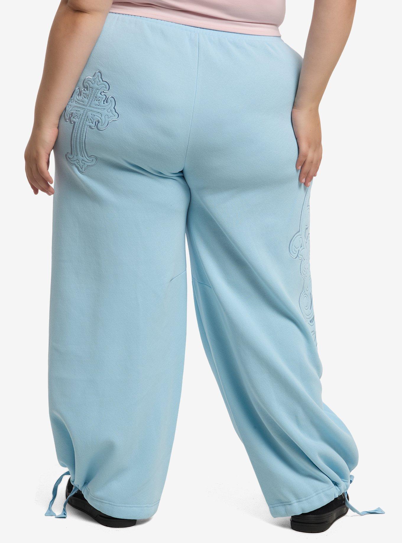 Light Blue Cross Wide Leg Lounge Pants Plus Size, MULTI, alternate - view 3