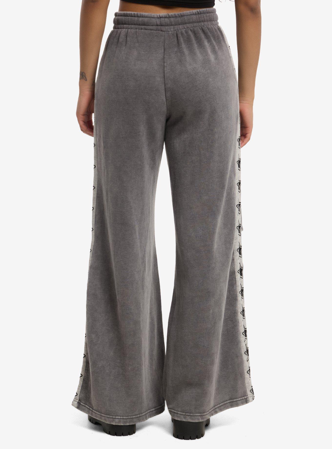Grey Star Stripe Wide Leg Lounge Pants, , hi-res