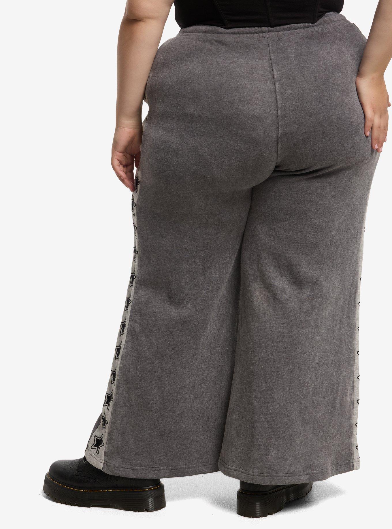 Grey Star Stripe Wide Leg Lounge Pants Plus Size, , hi-res