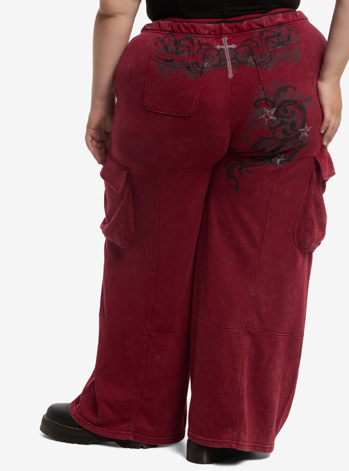 Social Collision Cross Filigree Cargo Lounge Pants Plus Size, , hi-res