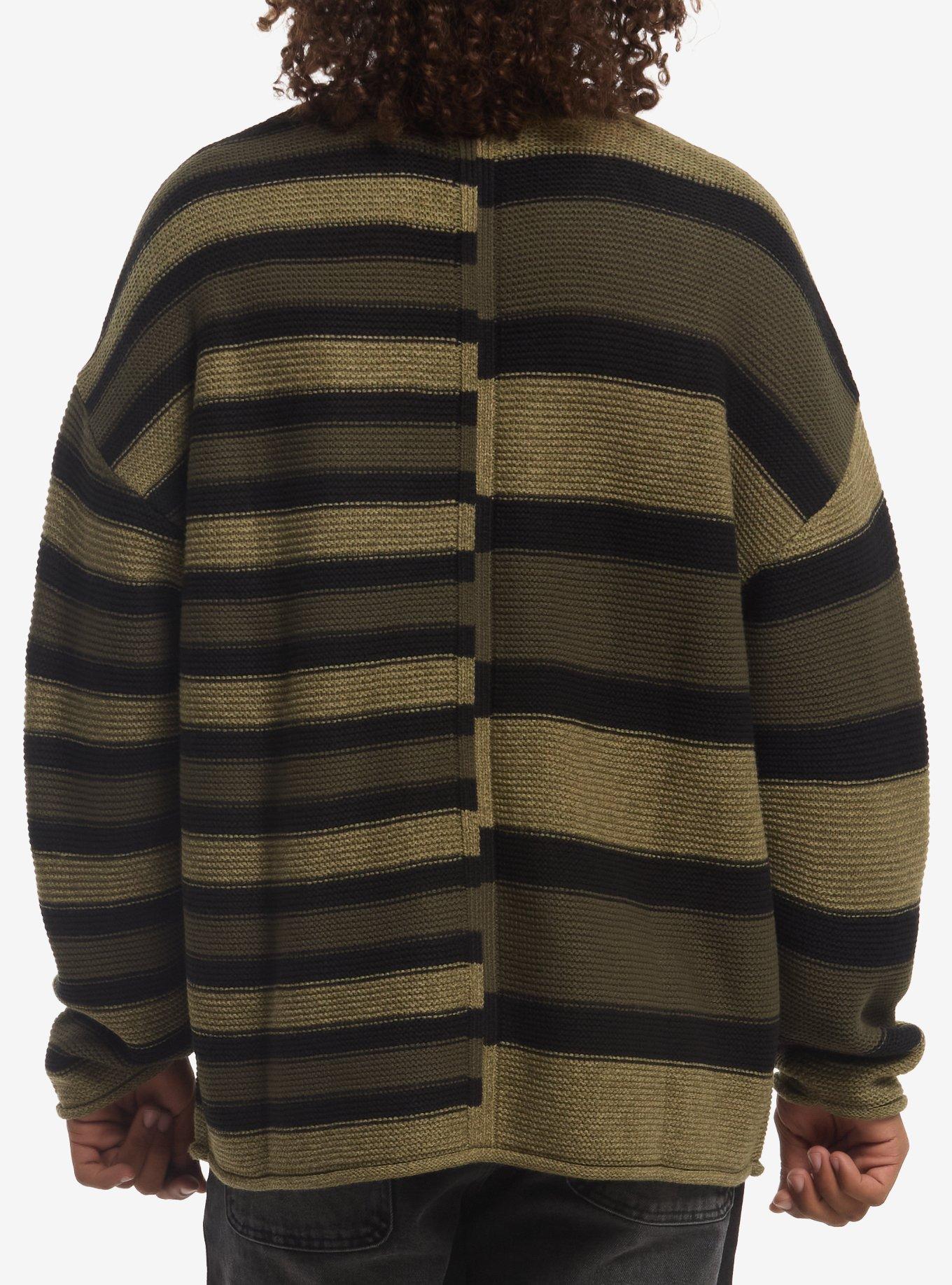Olive & Black Split Stripe Sweater, BLACK, alternate - view 3