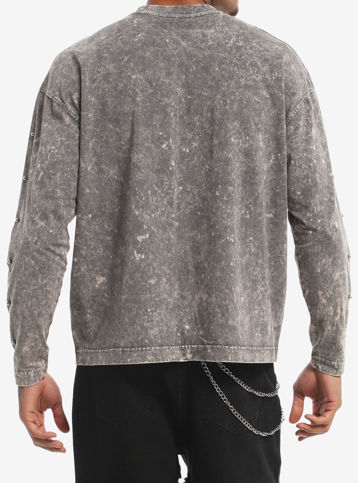 Skull Patch Barbell Pierced Long-Sleeve T-Shirt, GREY, alternate - view 3