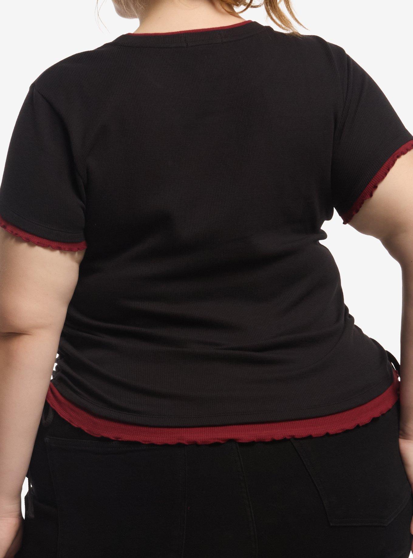 Social Collision Tribal Heart Wing Layered Girls Top Plus Size, , hi-res