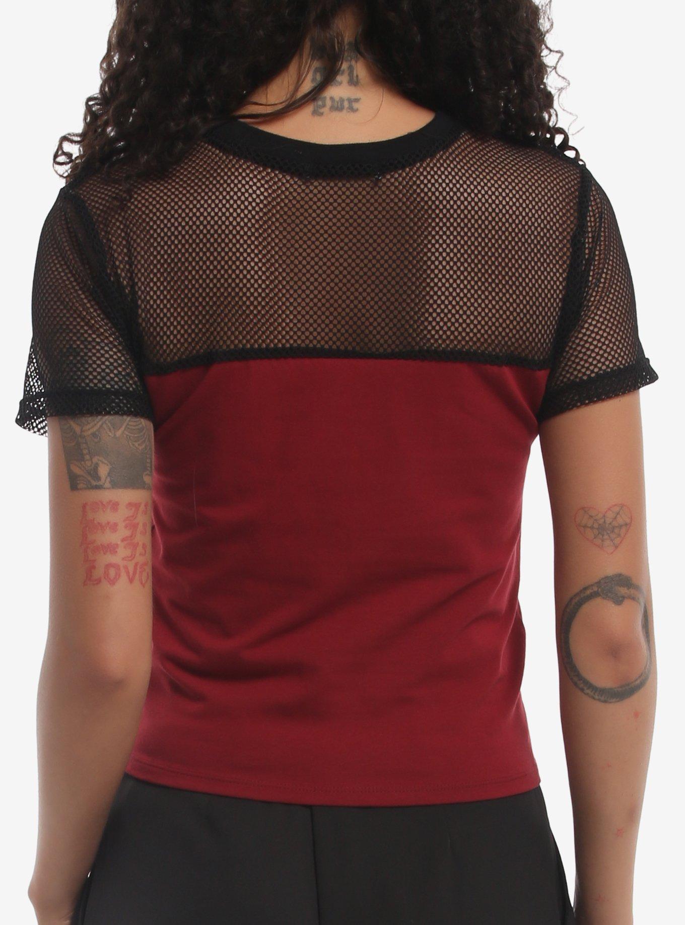 Social Collision Skull Fishnet Cutout Girls Baby T-Shirt, MULTI, alternate - view 3